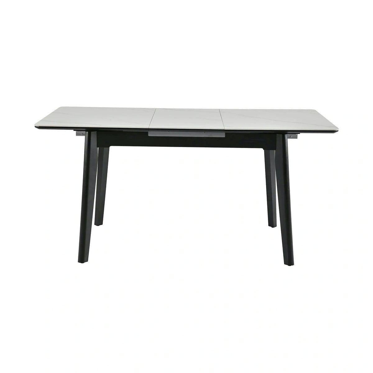 Masa extensibila OSTEN, alb cu efect de marmura/negru, 110/140x80x76 cm
