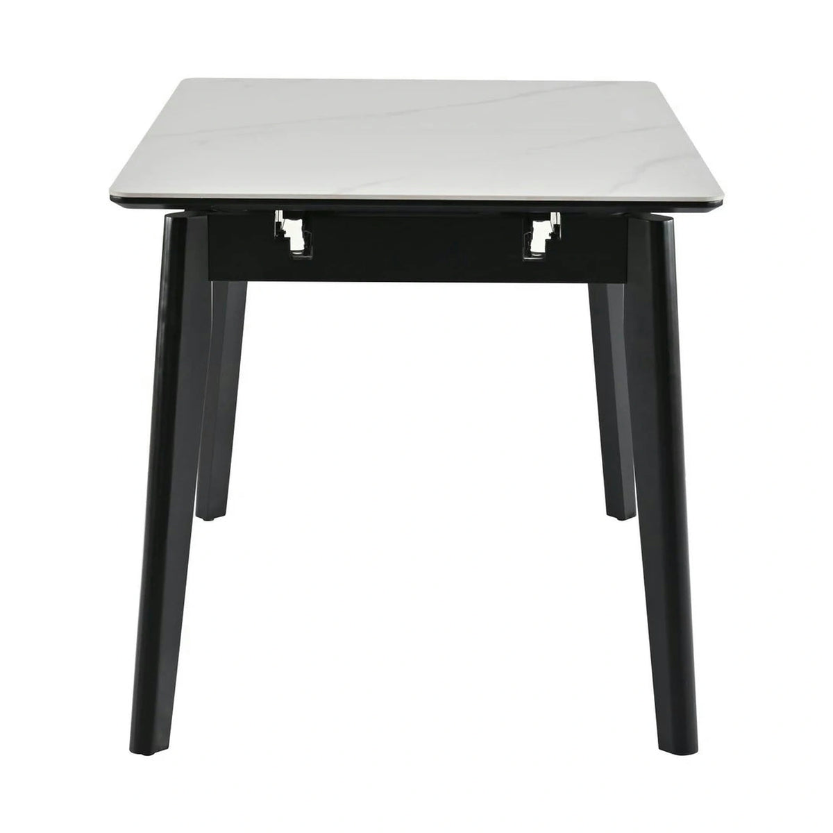 Masa extensibila OSTEN, alb cu efect de marmura/negru, 110/140x80x76 cm