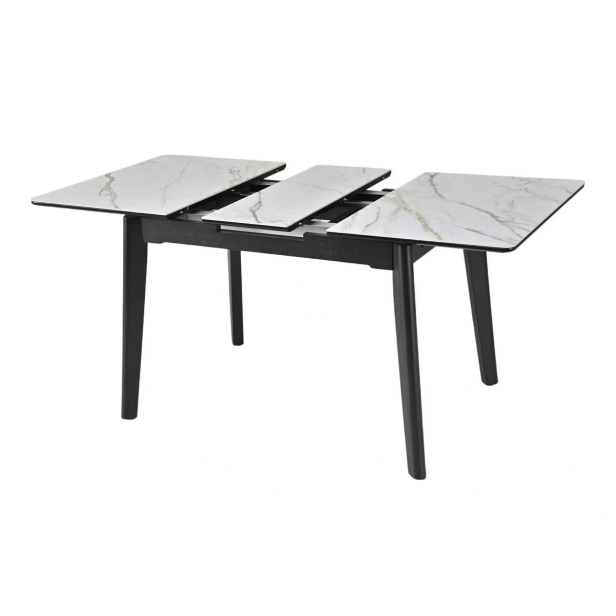 Masa extensibila OSTEN, alb cu efect de marmura/negru, 140/180x80x76 cm