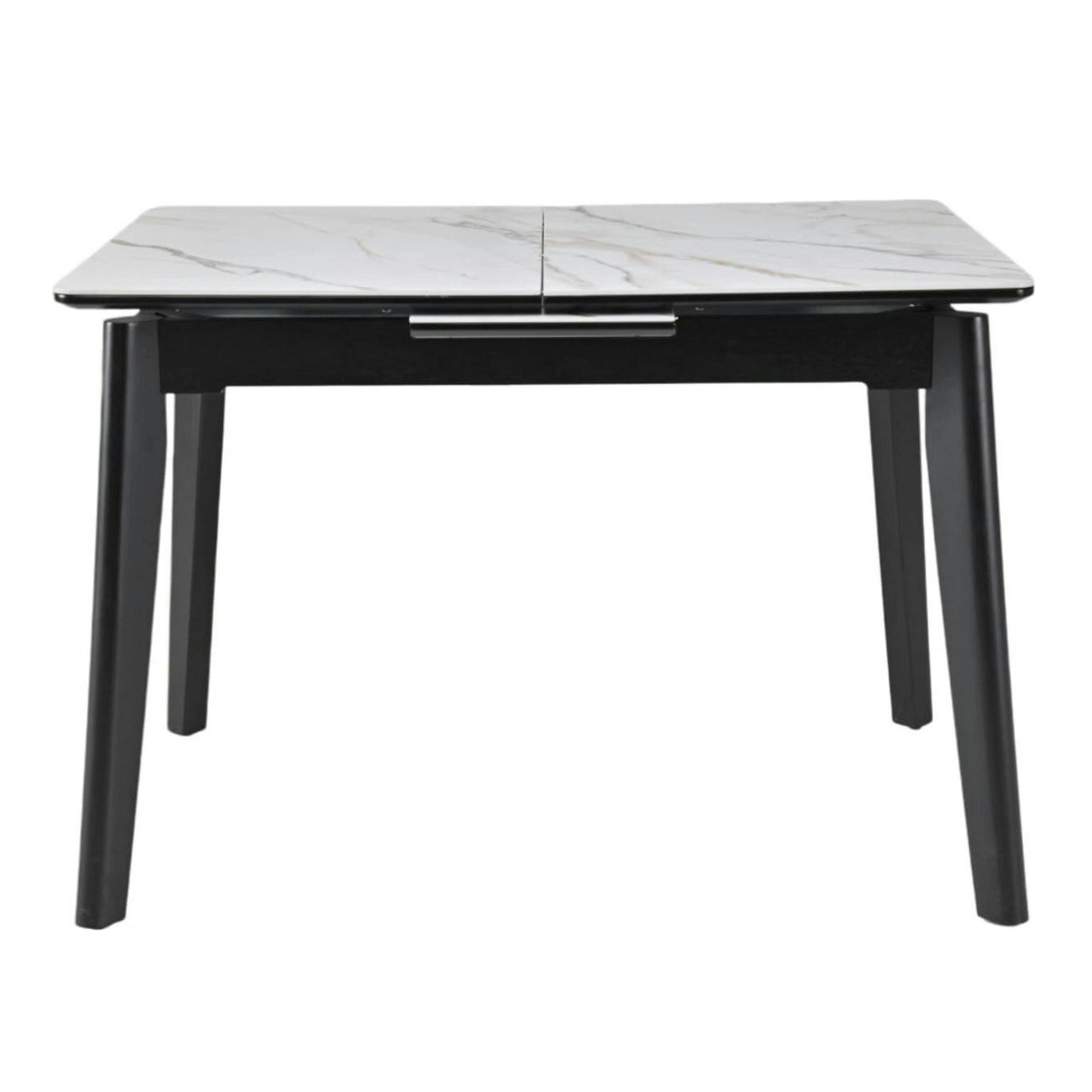 Masa extensibila OSTEN, alb cu efect de marmura/negru, 140/180x80x76 cm