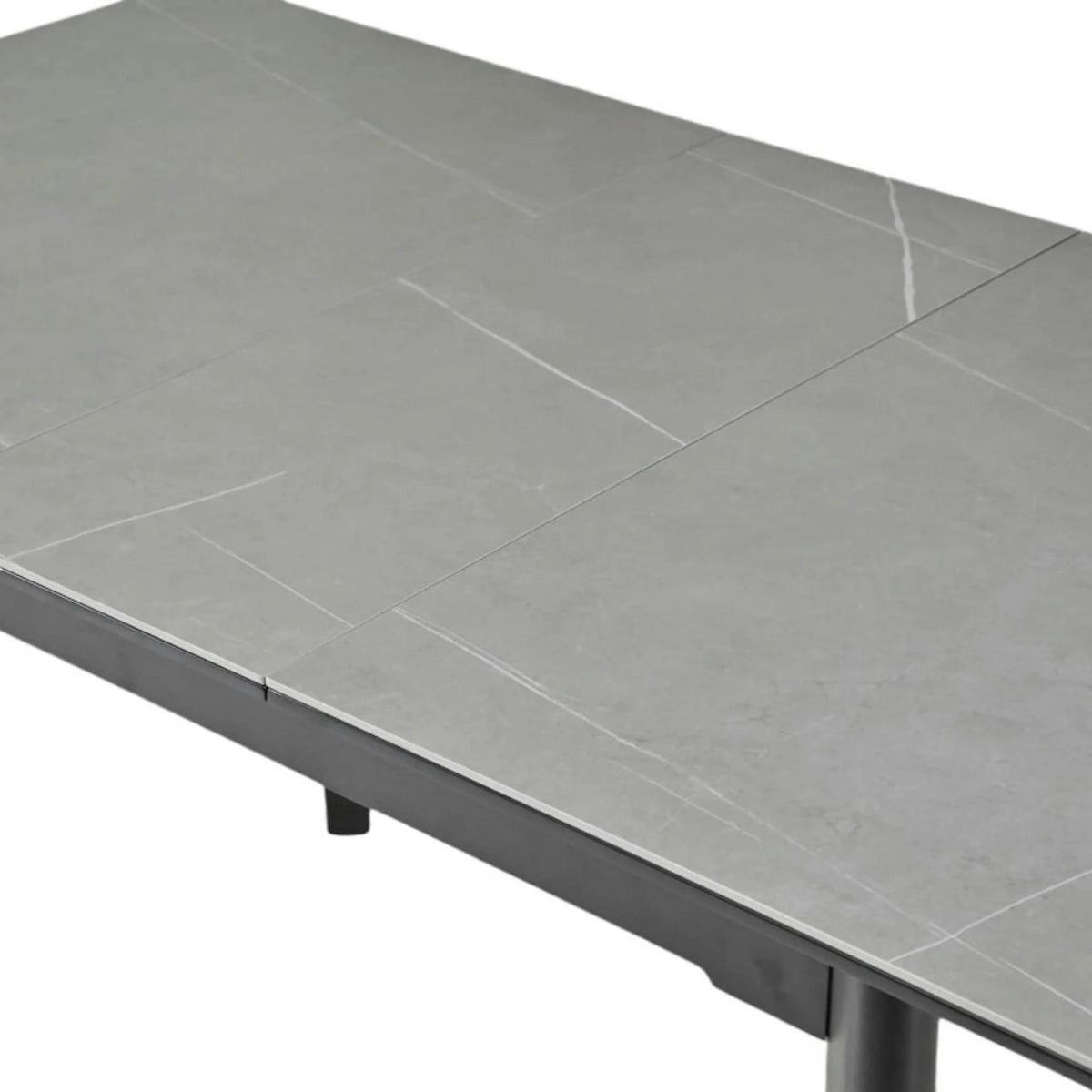 Masa extensibila OSTEN, gri cu efect de marmura/negru, 140/180x80x76 cm