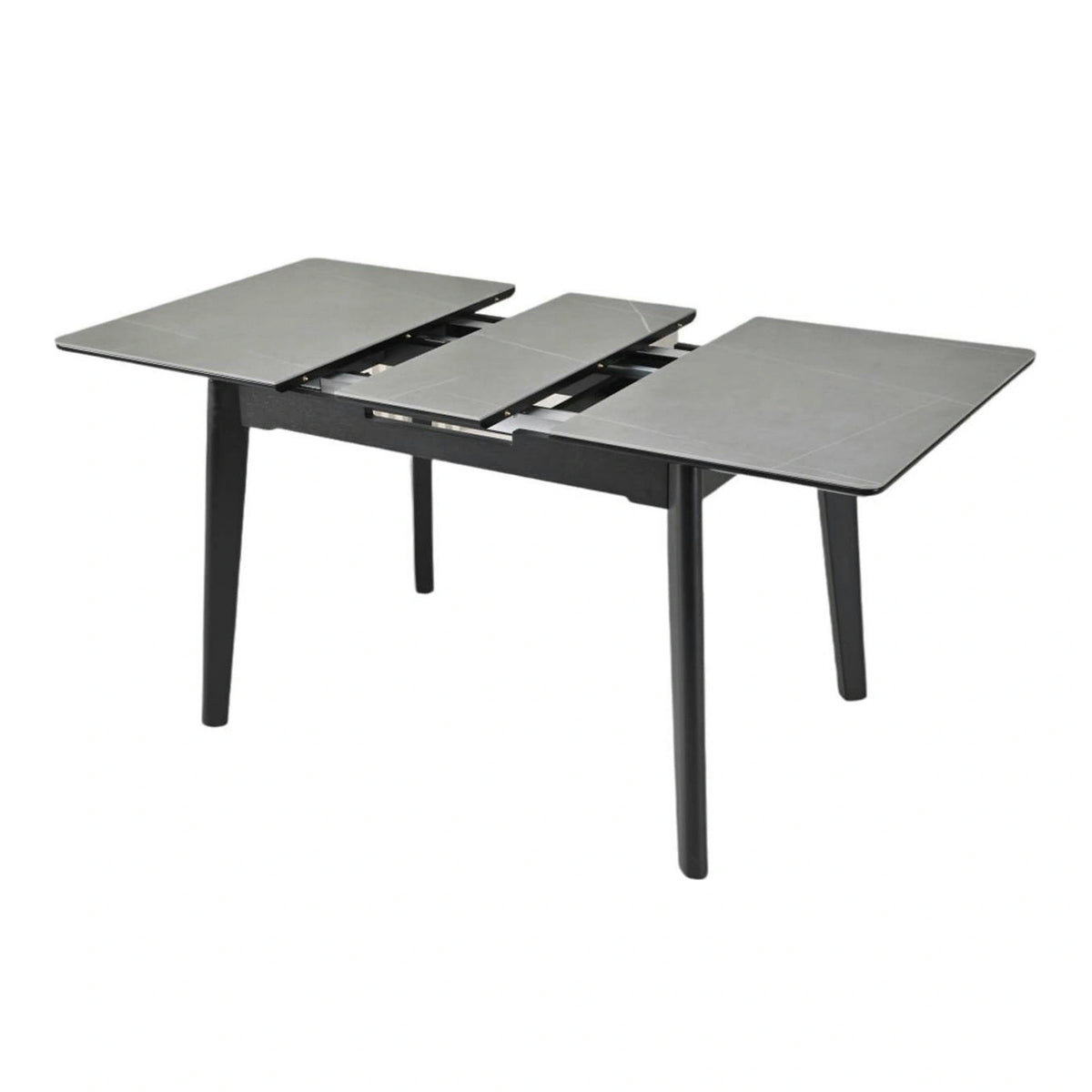 Masa extensibila OSTEN, gri cu efect de marmura/negru, 140/180x80x76 cm