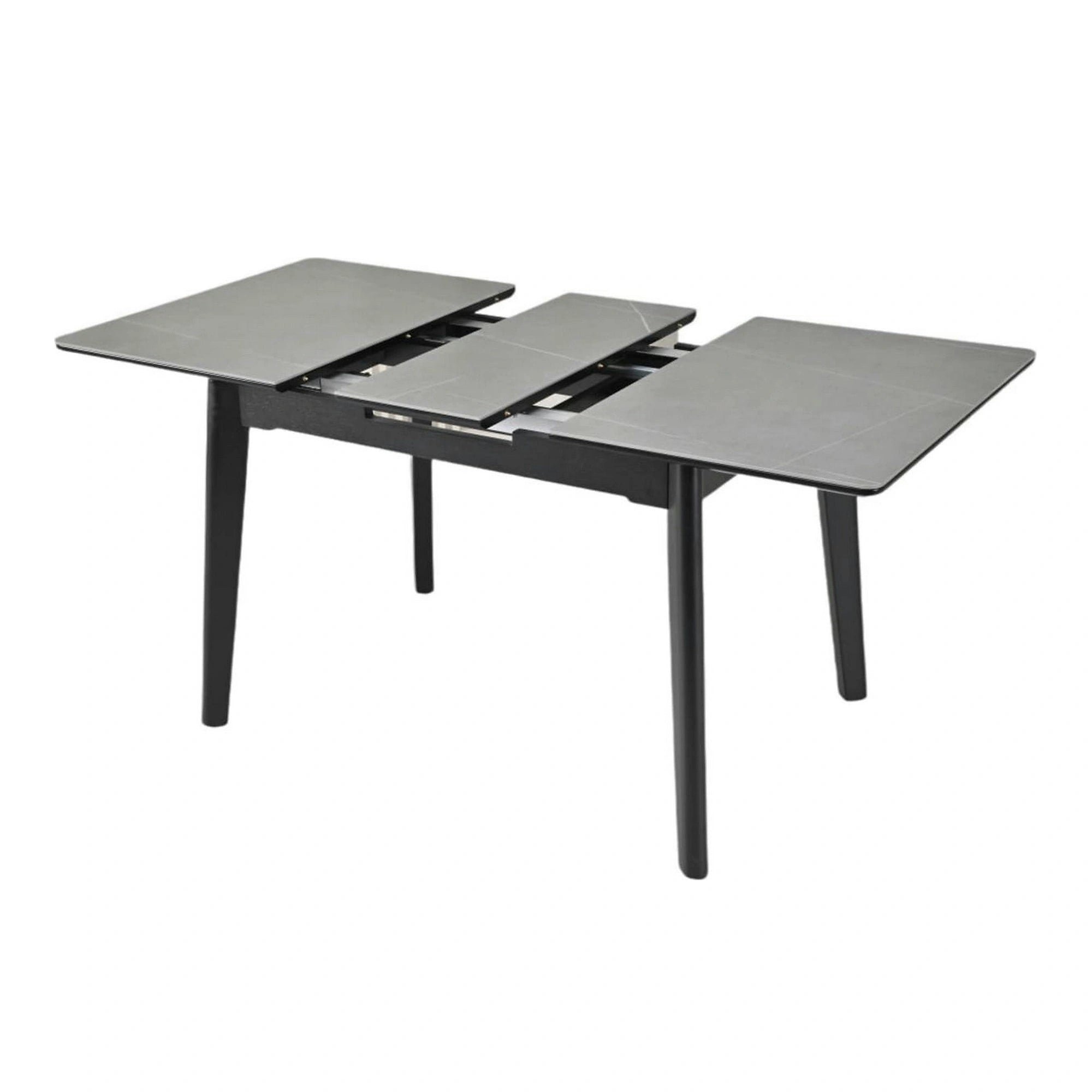 Masa extensibila OSTEN, gri cu efect de marmura/negru, 140/180x80x76 cm