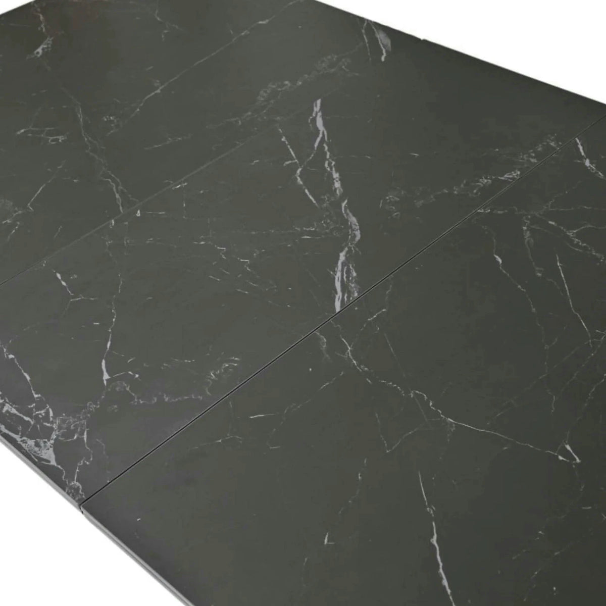 Masa extensibila OSTEN, negru cu efect de marmura, 120/160x80x76 cm