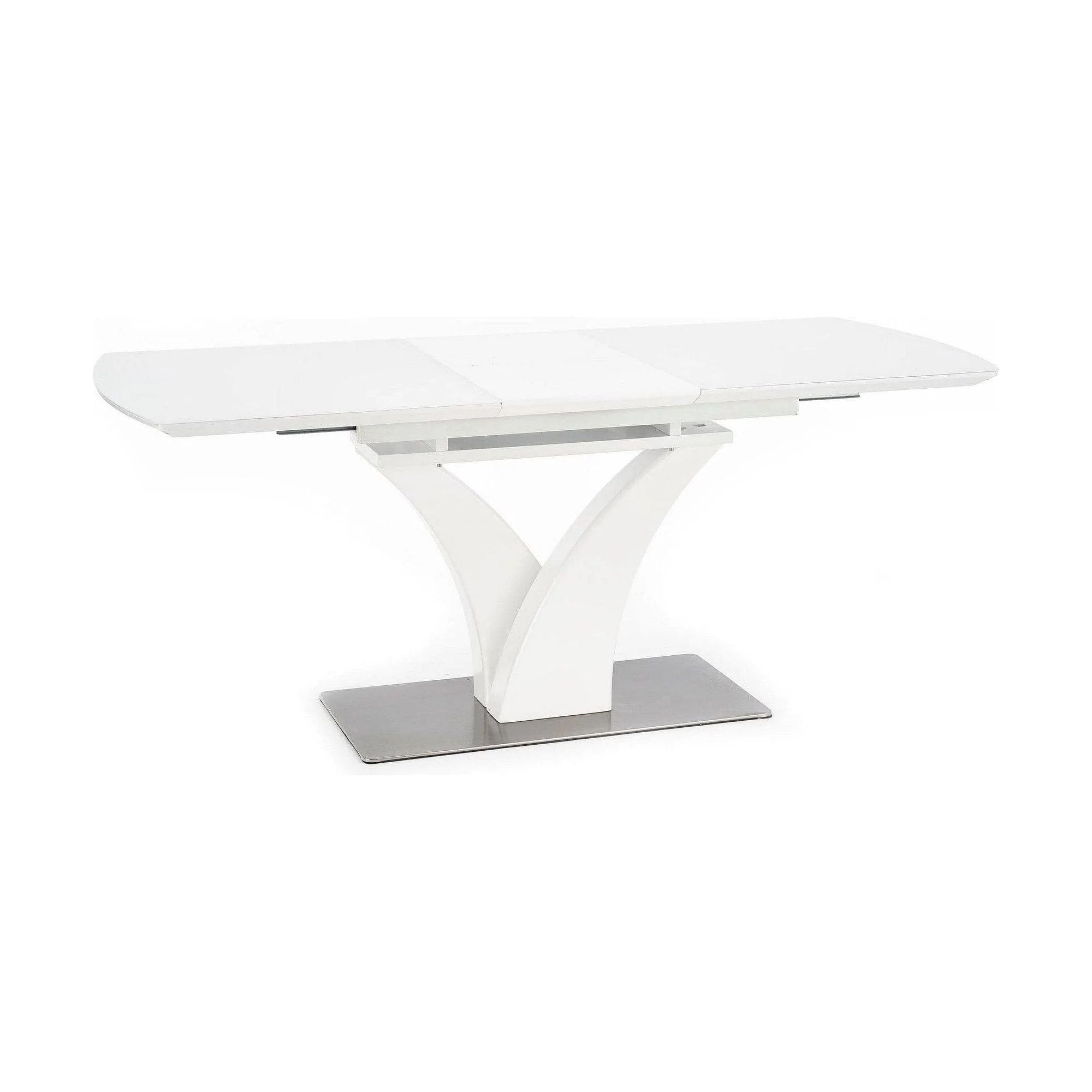 Masa extensibila PALERMO, alb, sticla/otel, 140/180x80x75 cm