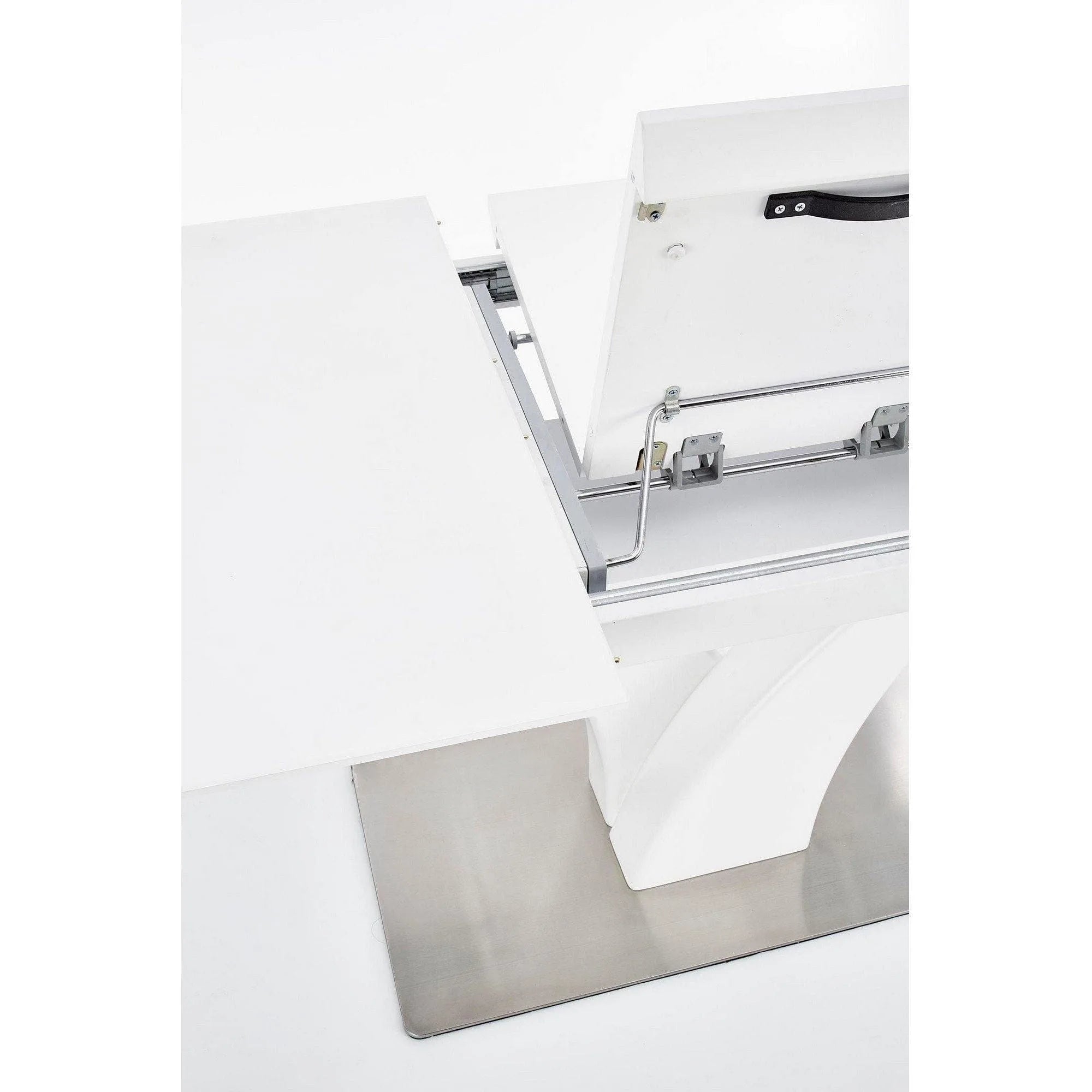 Masa extensibila PALERMO, alb, sticla/otel, 140/180x80x75 cm