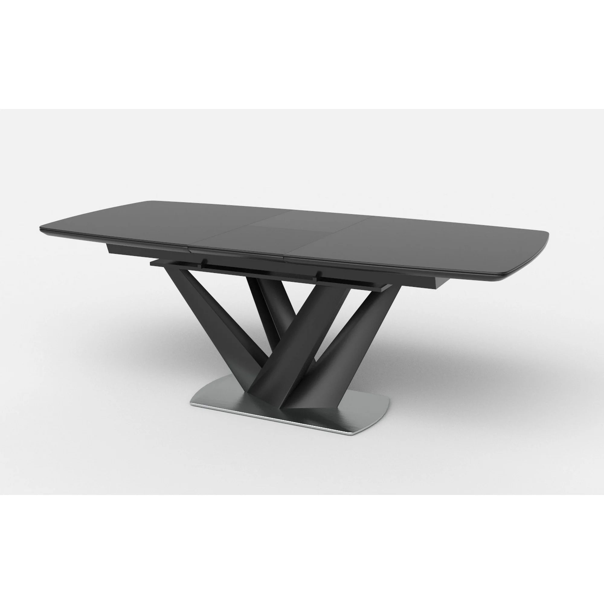 Masa extensibila PATRIZIO, negru, sticla/otel, 160/200x90x77 cm