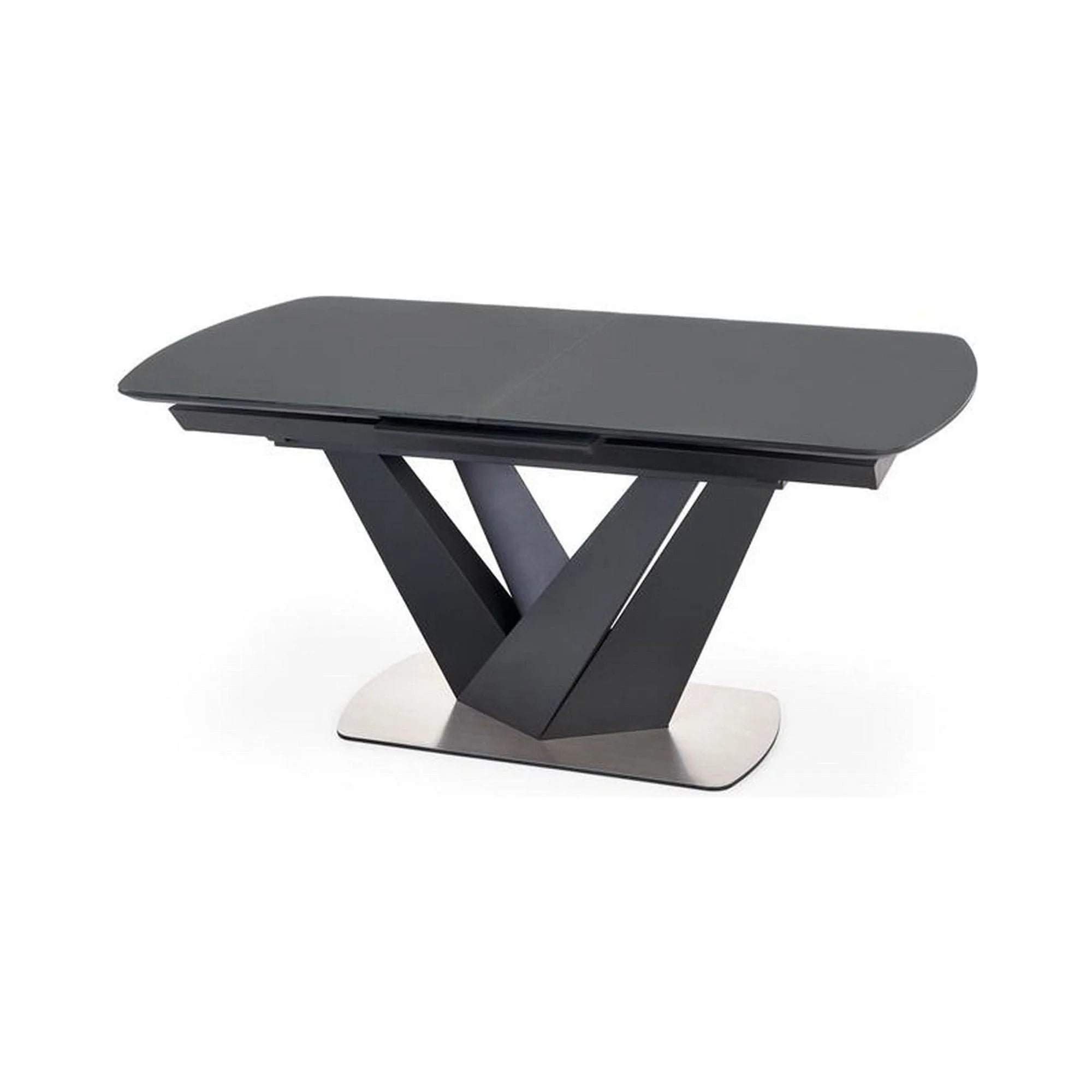 Masa extensibila PATRIZIO, negru, sticla/otel, 160/200x90x77 cm