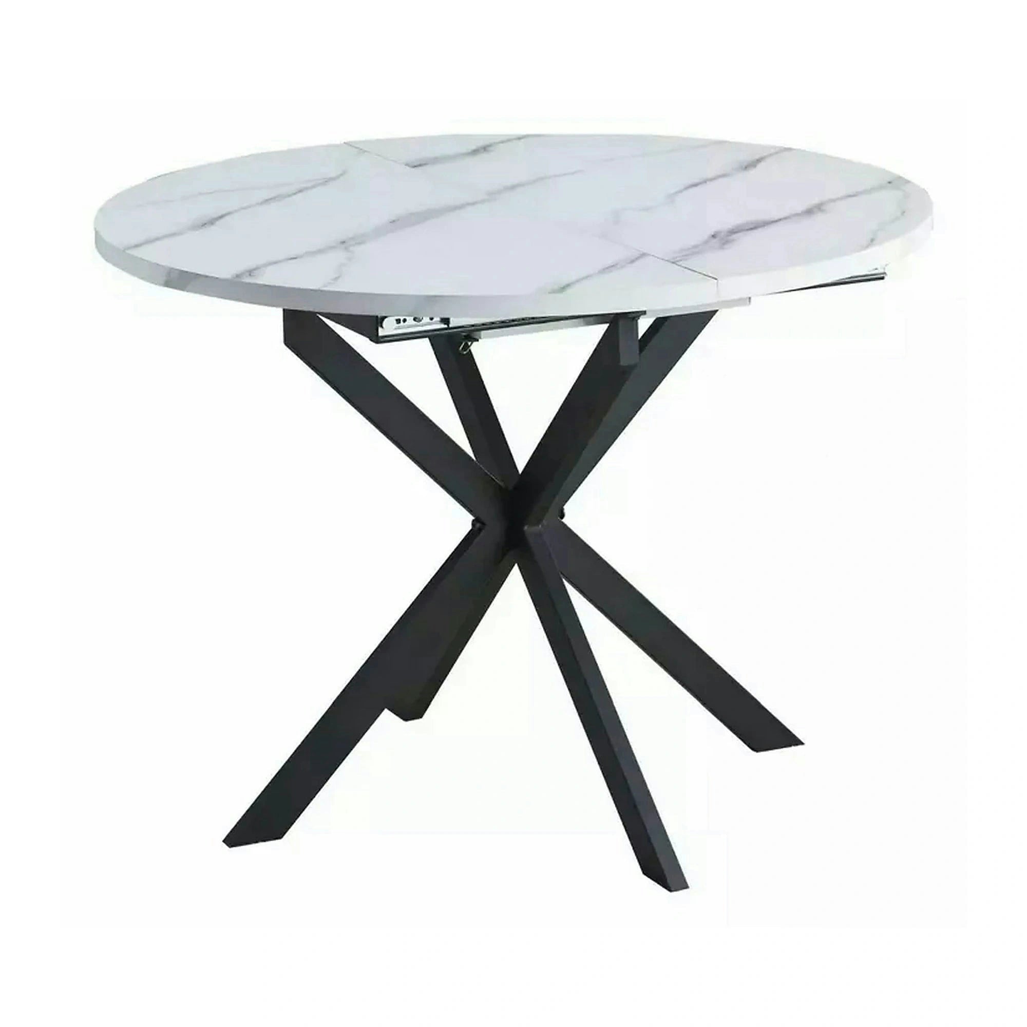 Masa extensibila pentru sufragerie GASTON, alb/negru, 100/135x100x75 cm