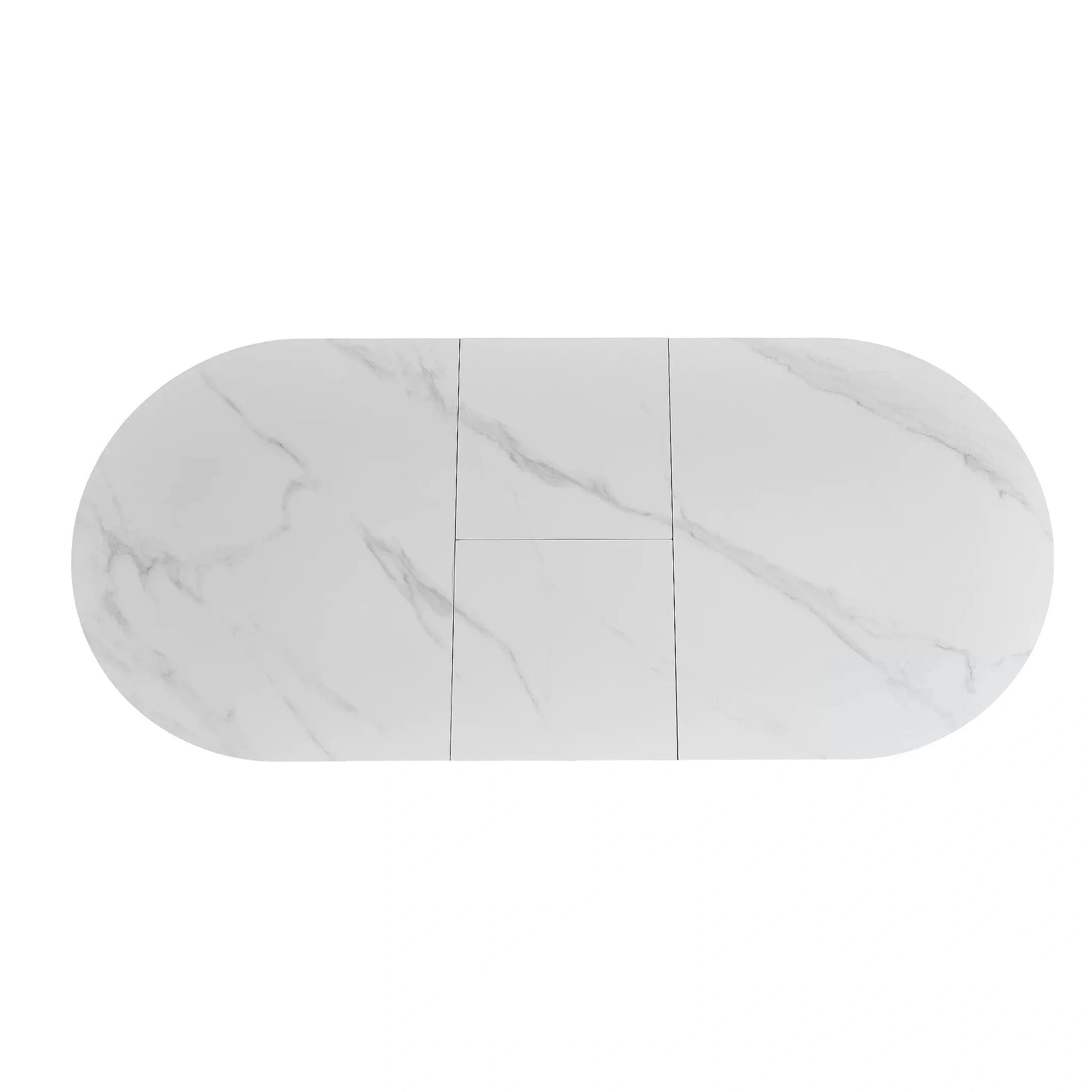 Masa extensibila pentru sufragerie GASTON, alb/negru, ceramica/metal, 140/180x80x76 cm