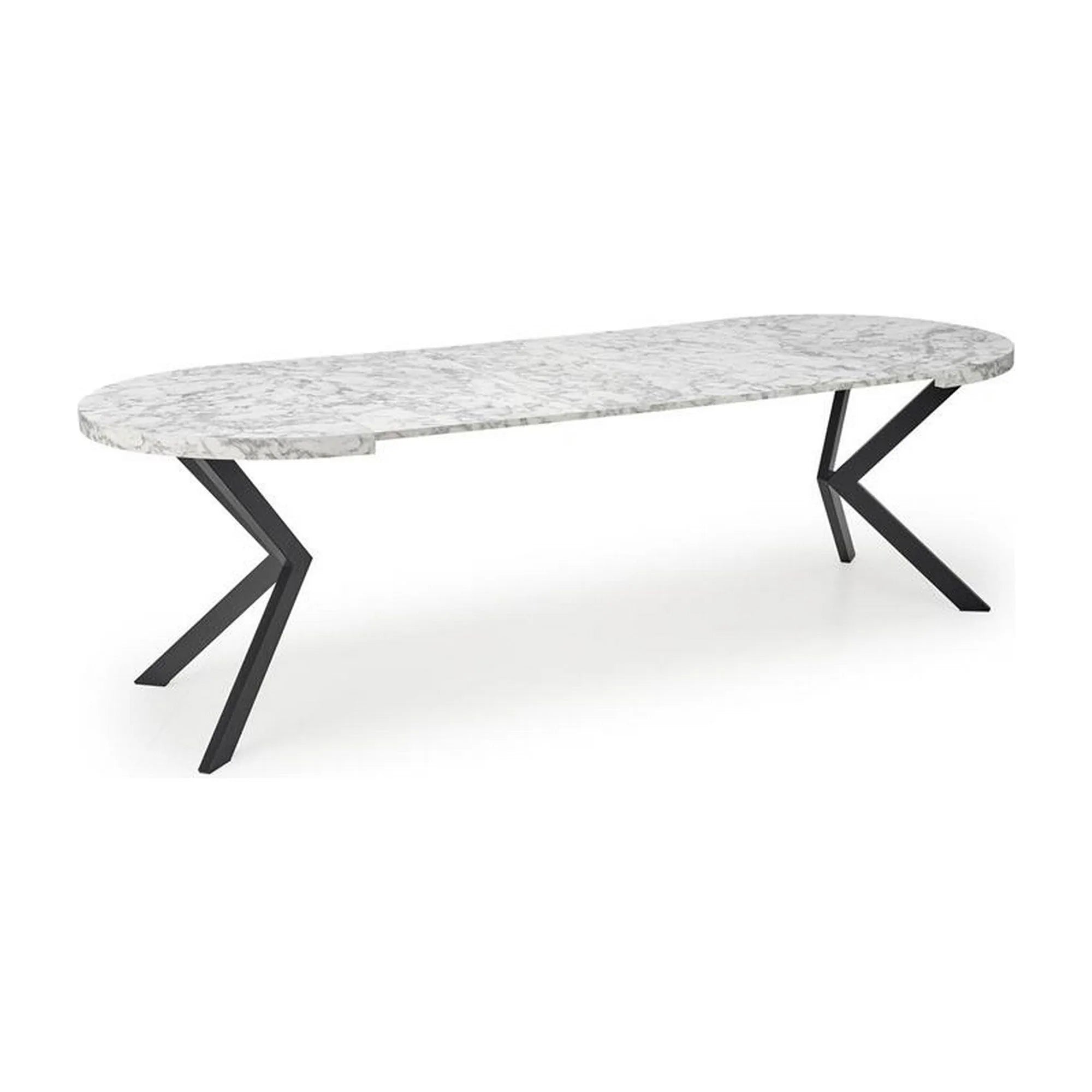 Masa extensibila PERONI, alb/negru, PAL furniruit /otel, 100/250x100x75 cm