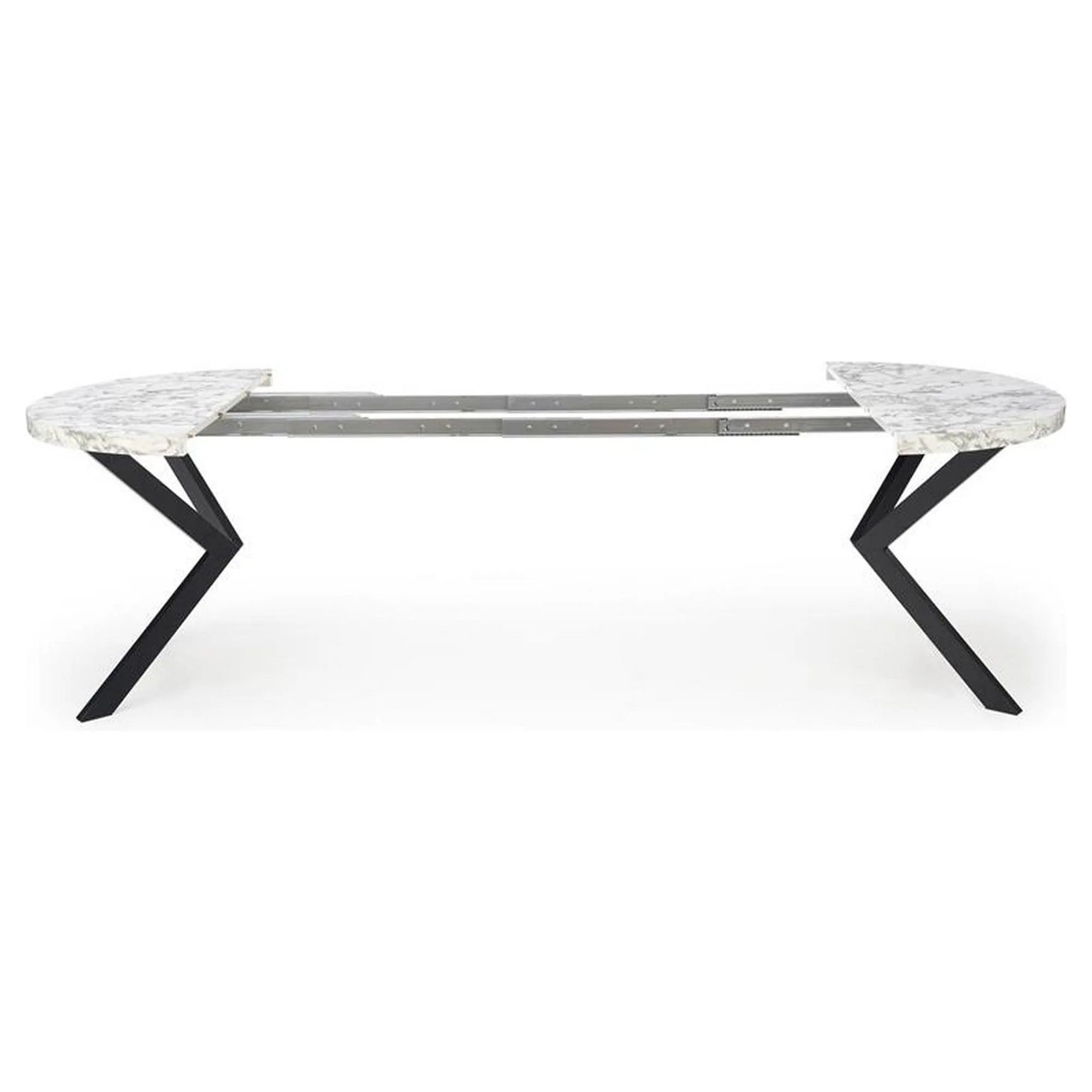 Masa extensibila PERONI, alb/negru, PAL furniruit /otel, 100/250x100x75 cm