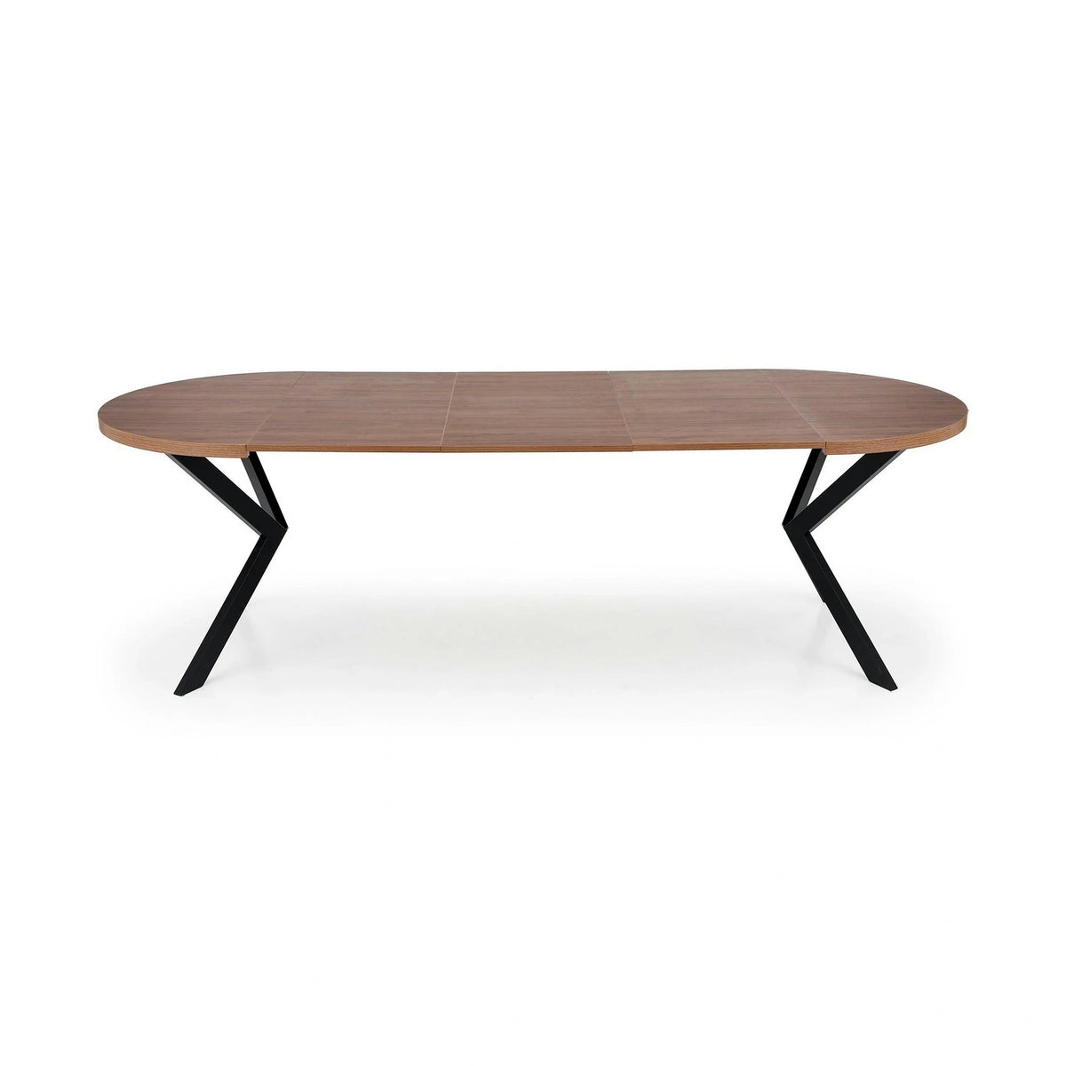 Masa extensibila PERONI, nuc/negru, PAL furniruit /otel, 100/250x100x75 cm