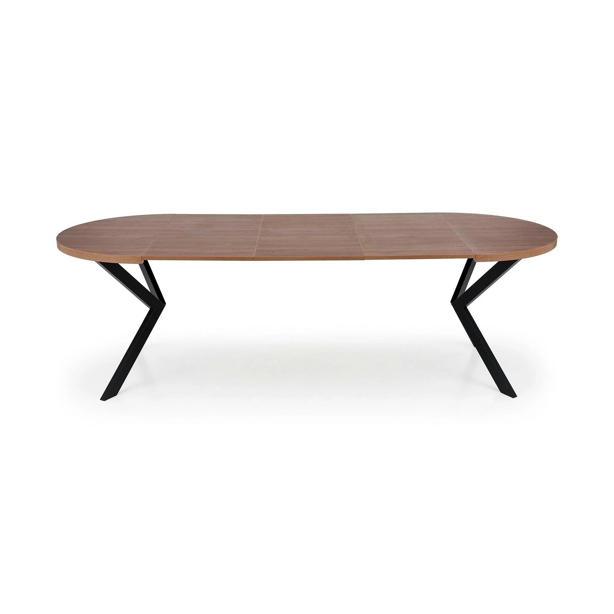 Masa extensibila PERONI, nuc/negru, PAL furniruit /otel, 100/250x100x75 cm