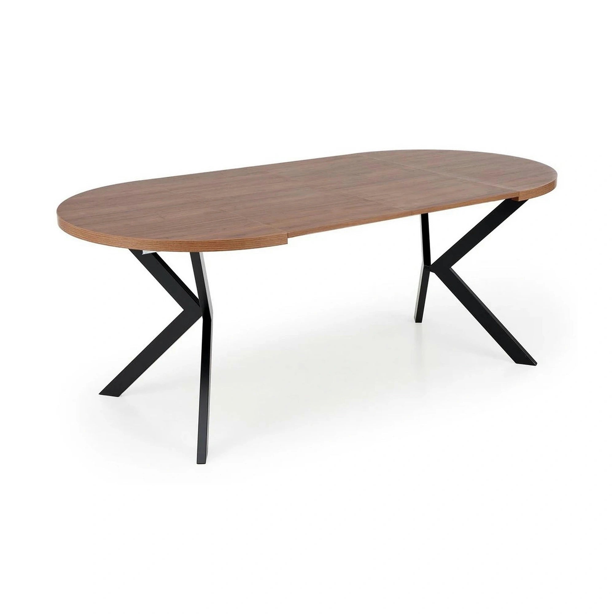 Masa extensibila PERONI, nuc/negru, PAL furniruit /otel, 100/250x100x75 cm