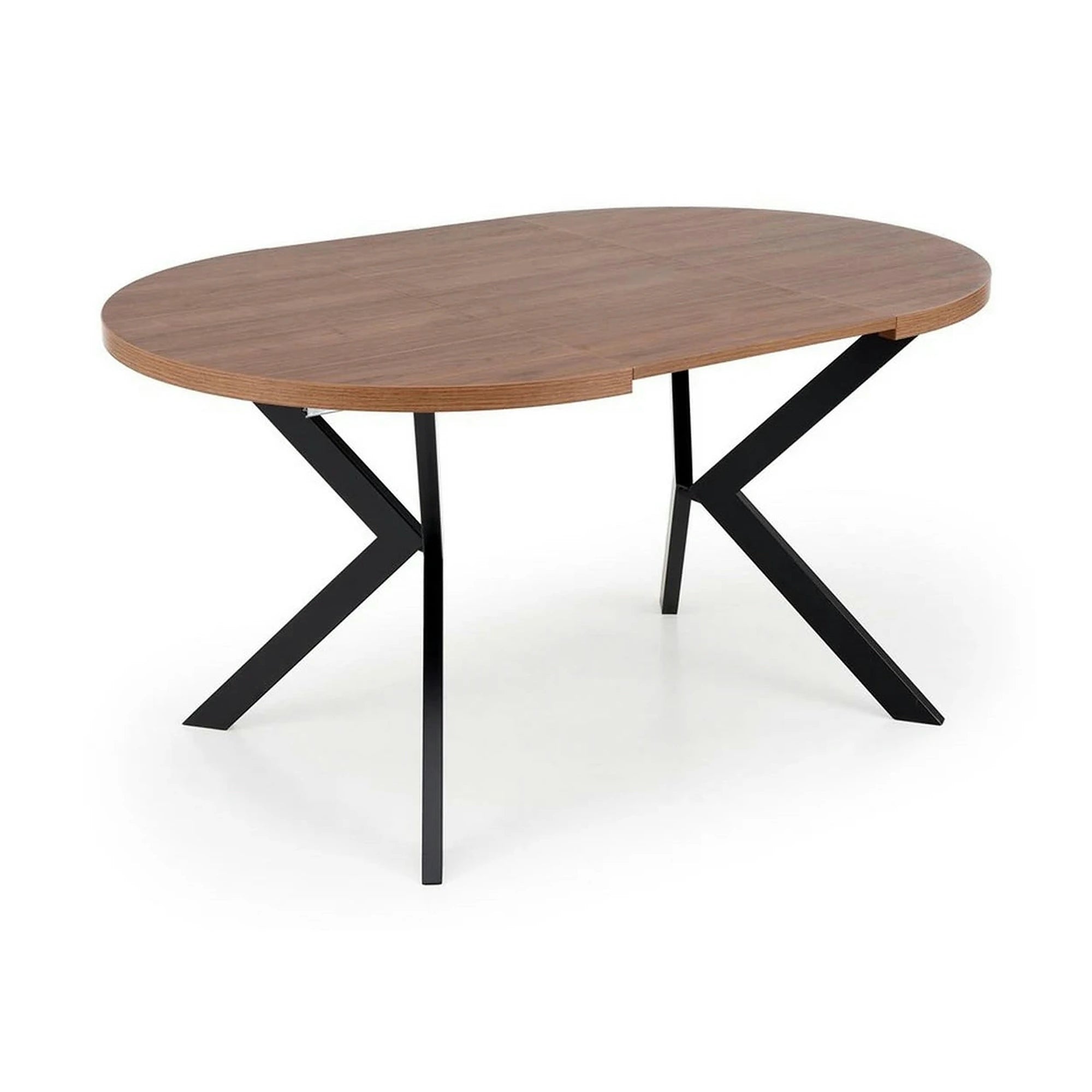 Masa extensibila PERONI, nuc/negru, PAL furniruit /otel, 100/250x100x75 cm