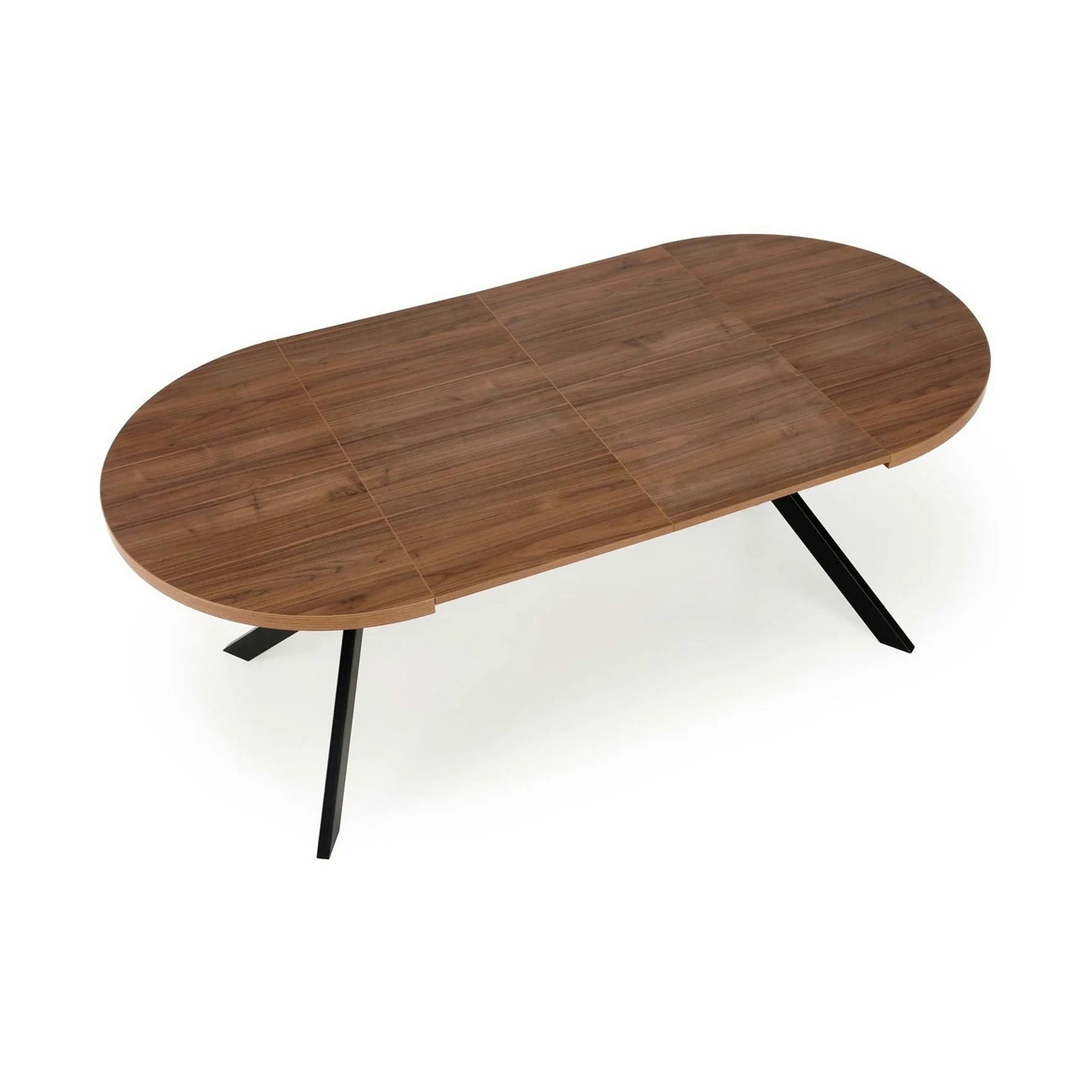 Masa extensibila PERONI, nuc/negru, PAL furniruit /otel, 100/250x100x75 cm