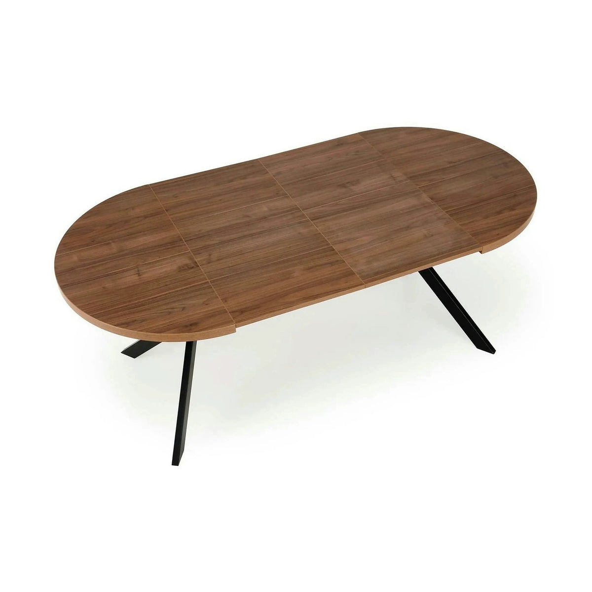 Masa extensibila PERONI, nuc/negru, PAL furniruit /otel, 100/250x100x75 cm
