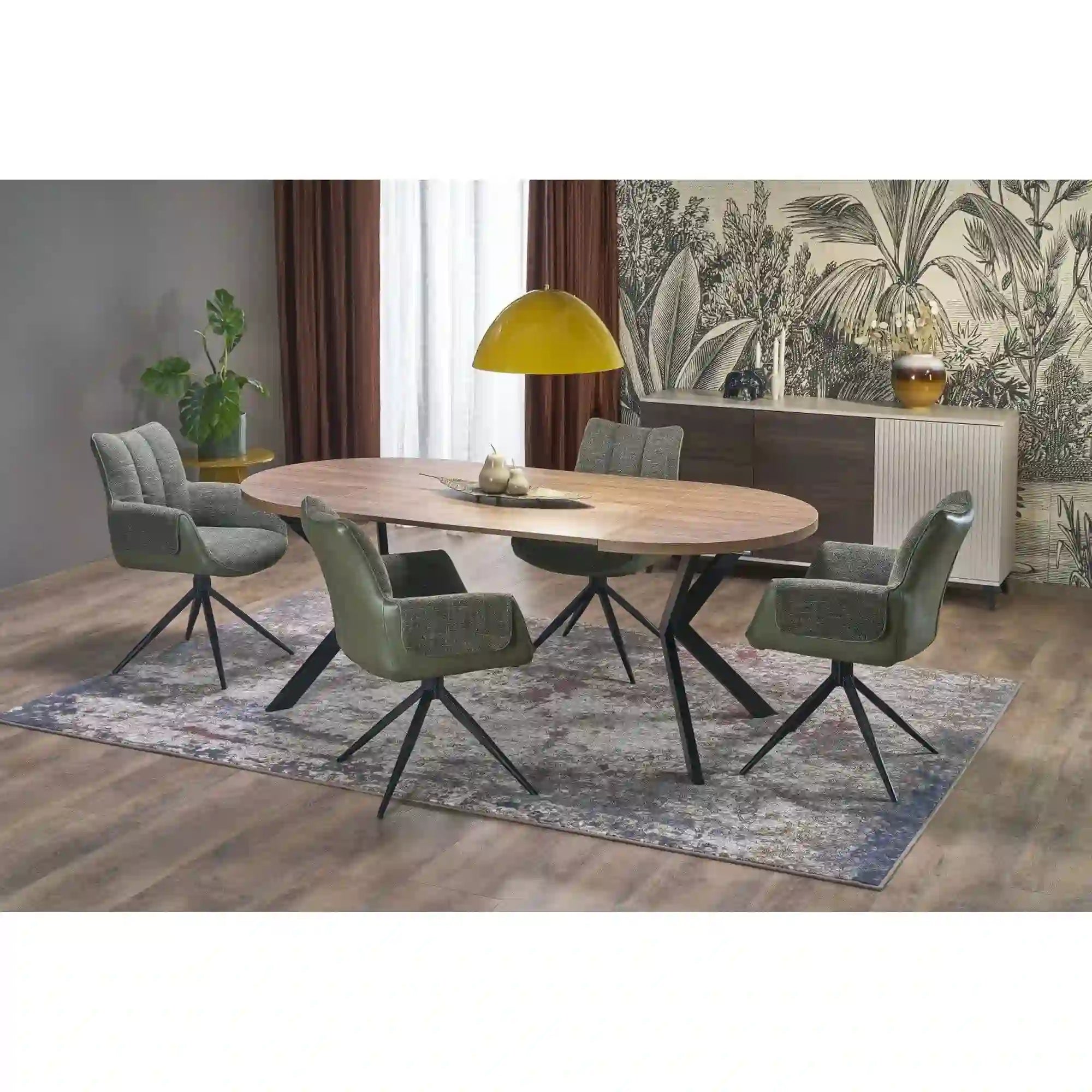 Masa extensibila PERONI, nuc/negru, PAL furniruit /otel, 100/250x100x75 cm