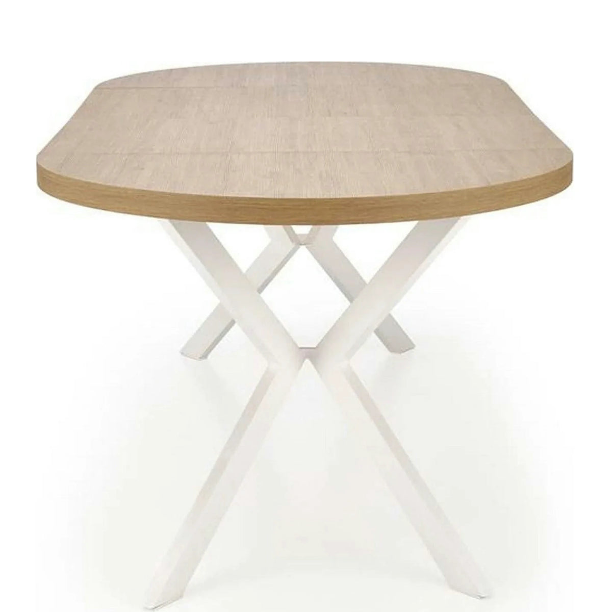 Masa extensibila PERONI, stejar auriu/alb, PAL furniruit/otel, 100/250x100x75 cm