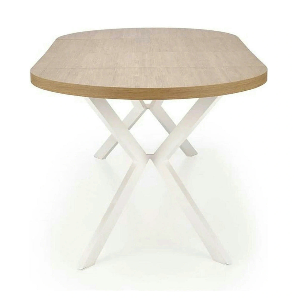 Masa extensibila PERONI, stejar auriu/alb, PAL furniruit/otel, 100/250x100x75 cm