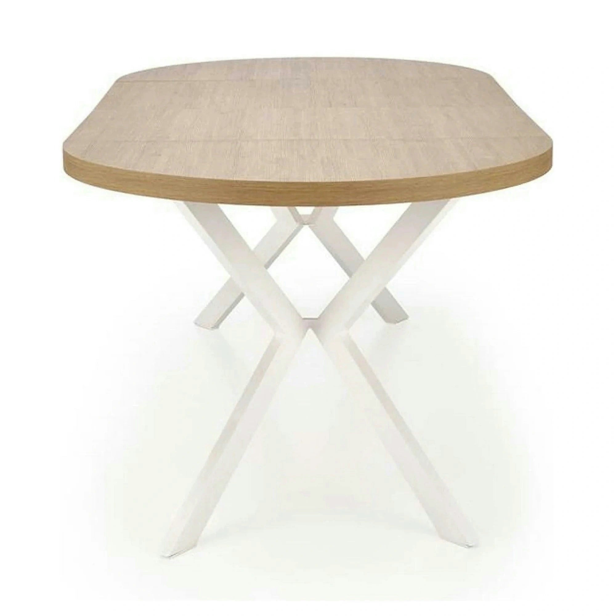Masa extensibila PERONI, stejar auriu/alb, PAL furniruit/otel, 100/250x100x75 cm
