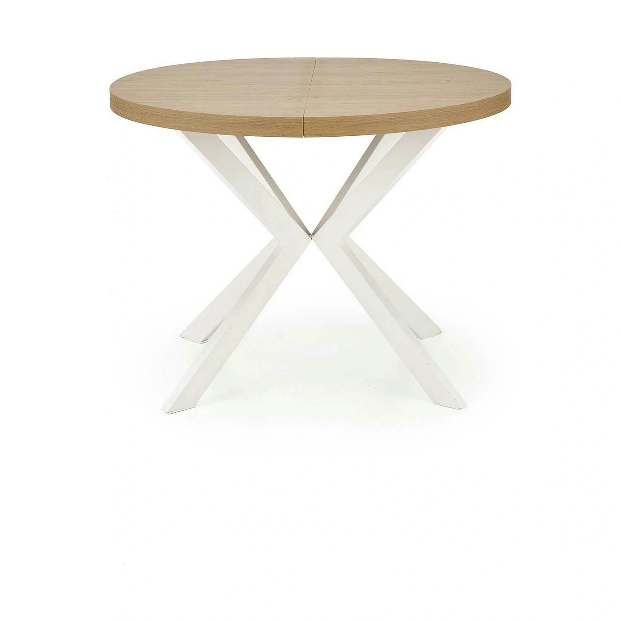 Masa extensibila PERONI, stejar auriu/alb, PAL furniruit/otel, 100/250x100x75 cm