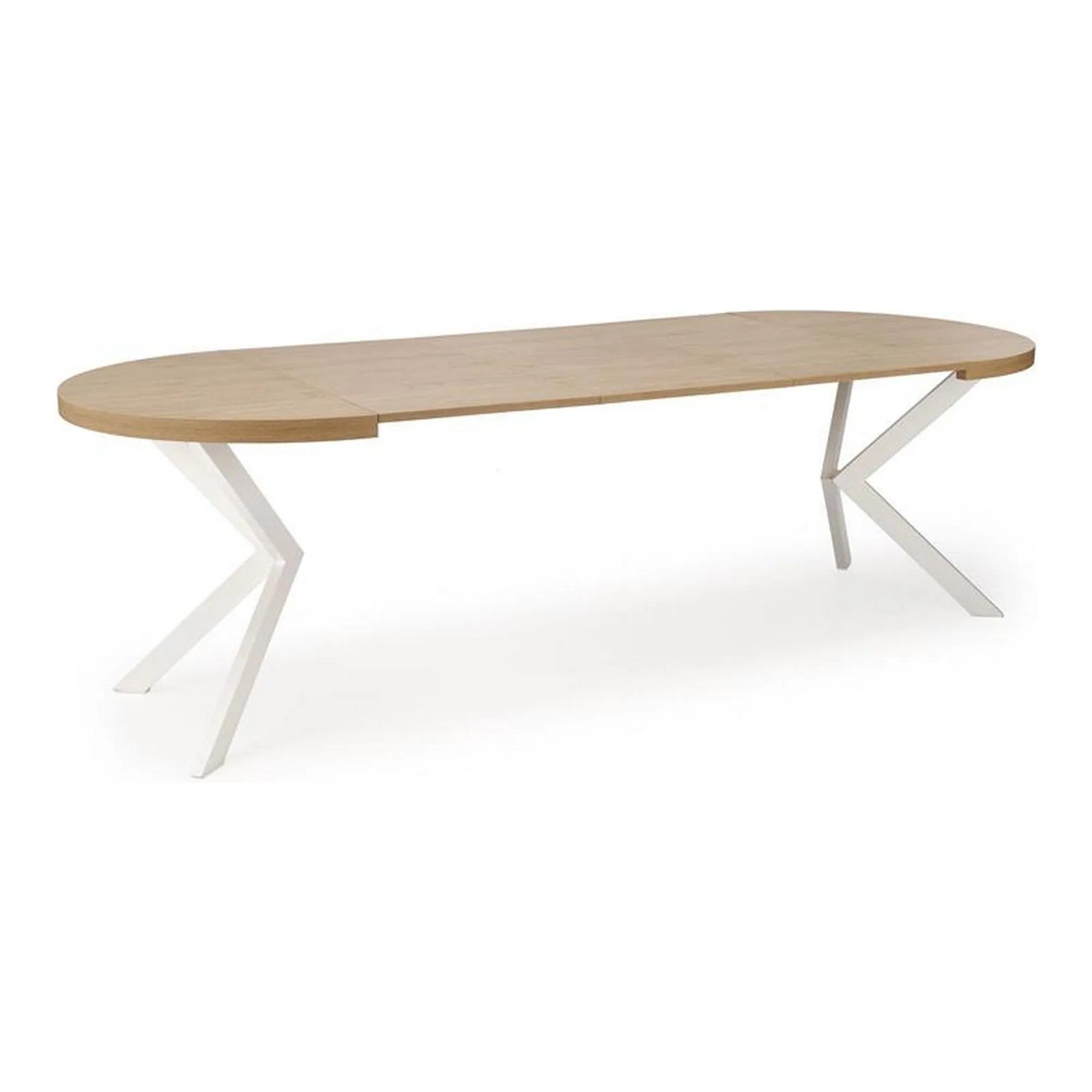 Masa extensibila PERONI, stejar auriu/alb, PAL furniruit/otel, 100/250x100x75 cm