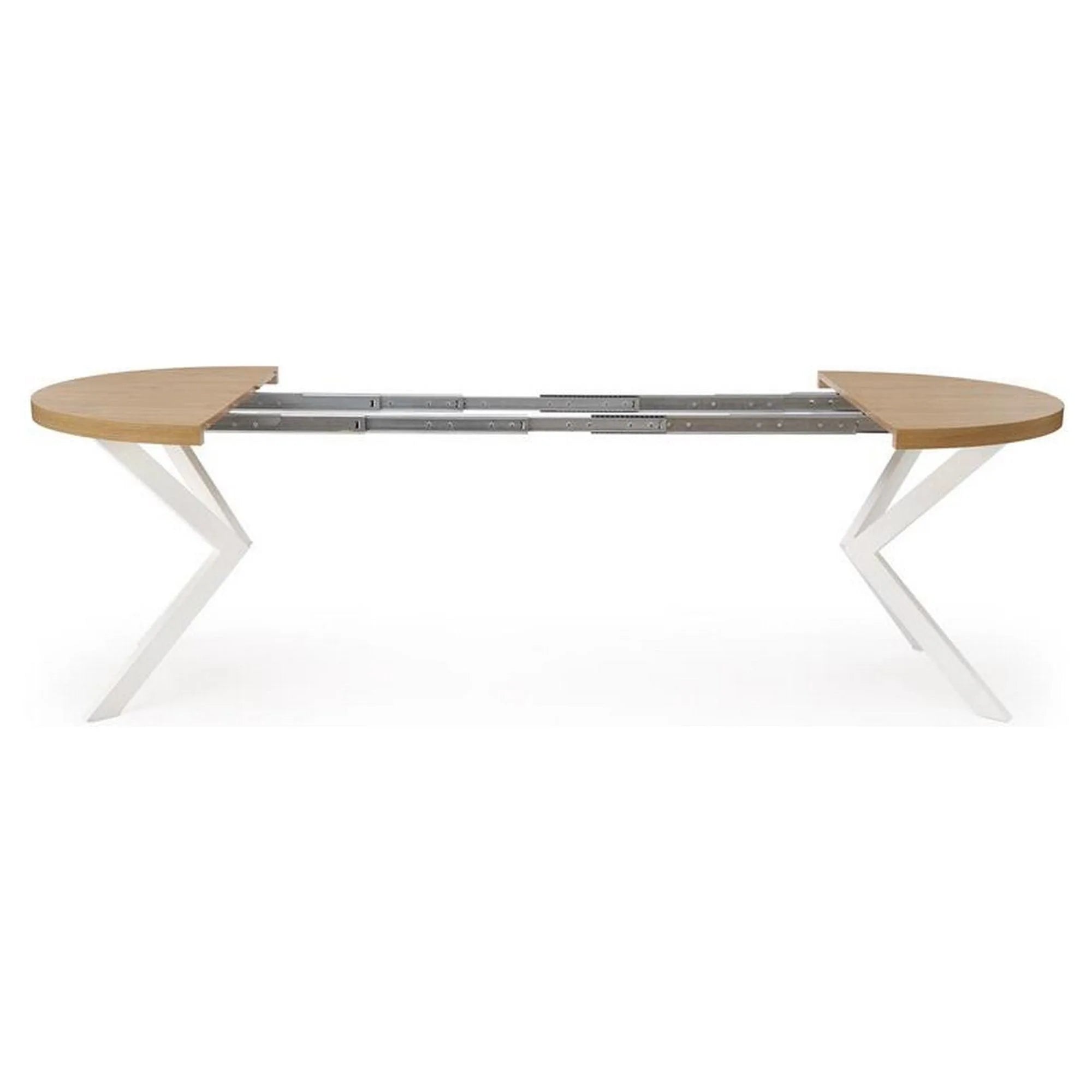 Masa extensibila PERONI, stejar auriu/alb, PAL furniruit/otel, 100/250x100x75 cm