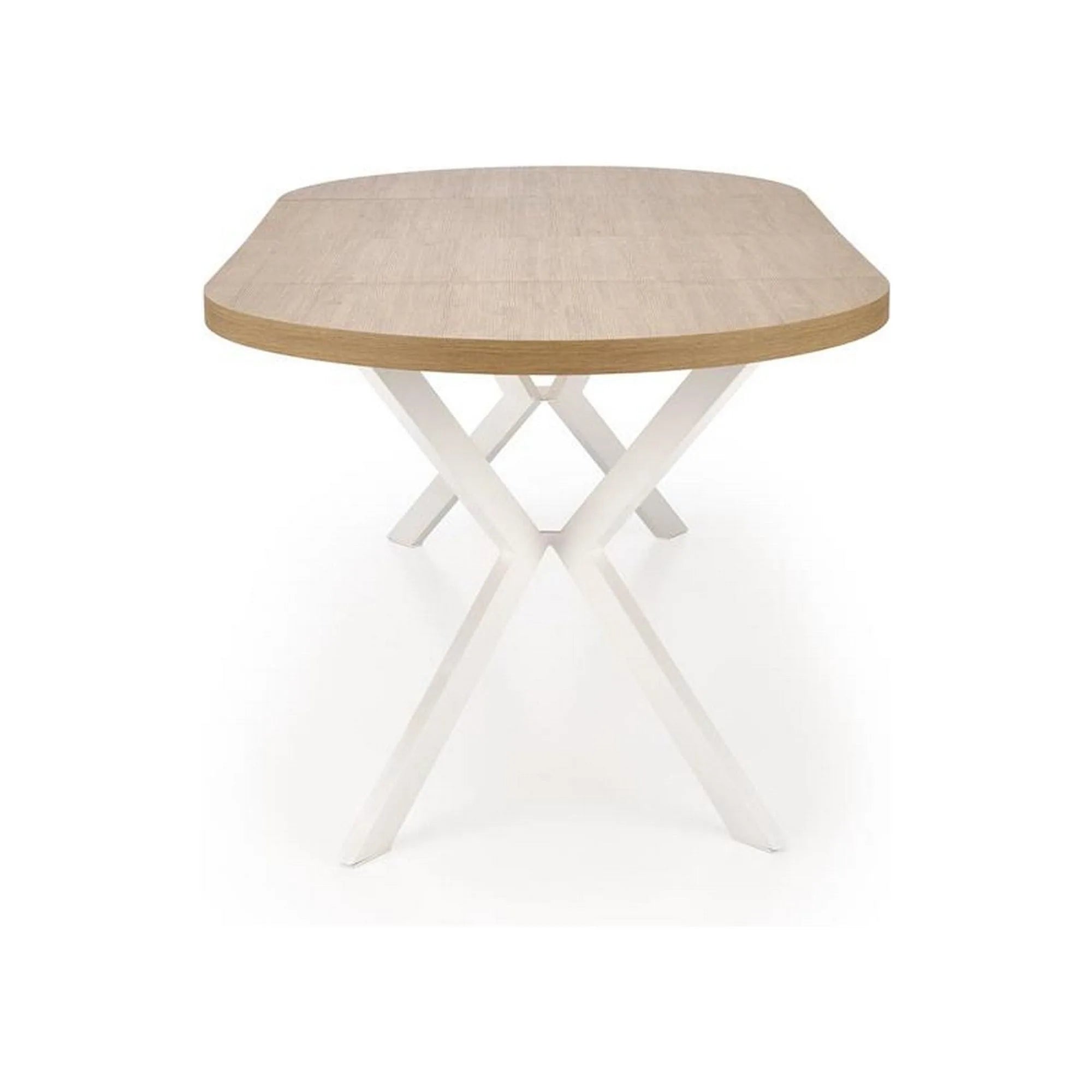 Masa extensibila PERONI, stejar auriu/alb, PAL furniruit/otel, 100/250x100x75 cm