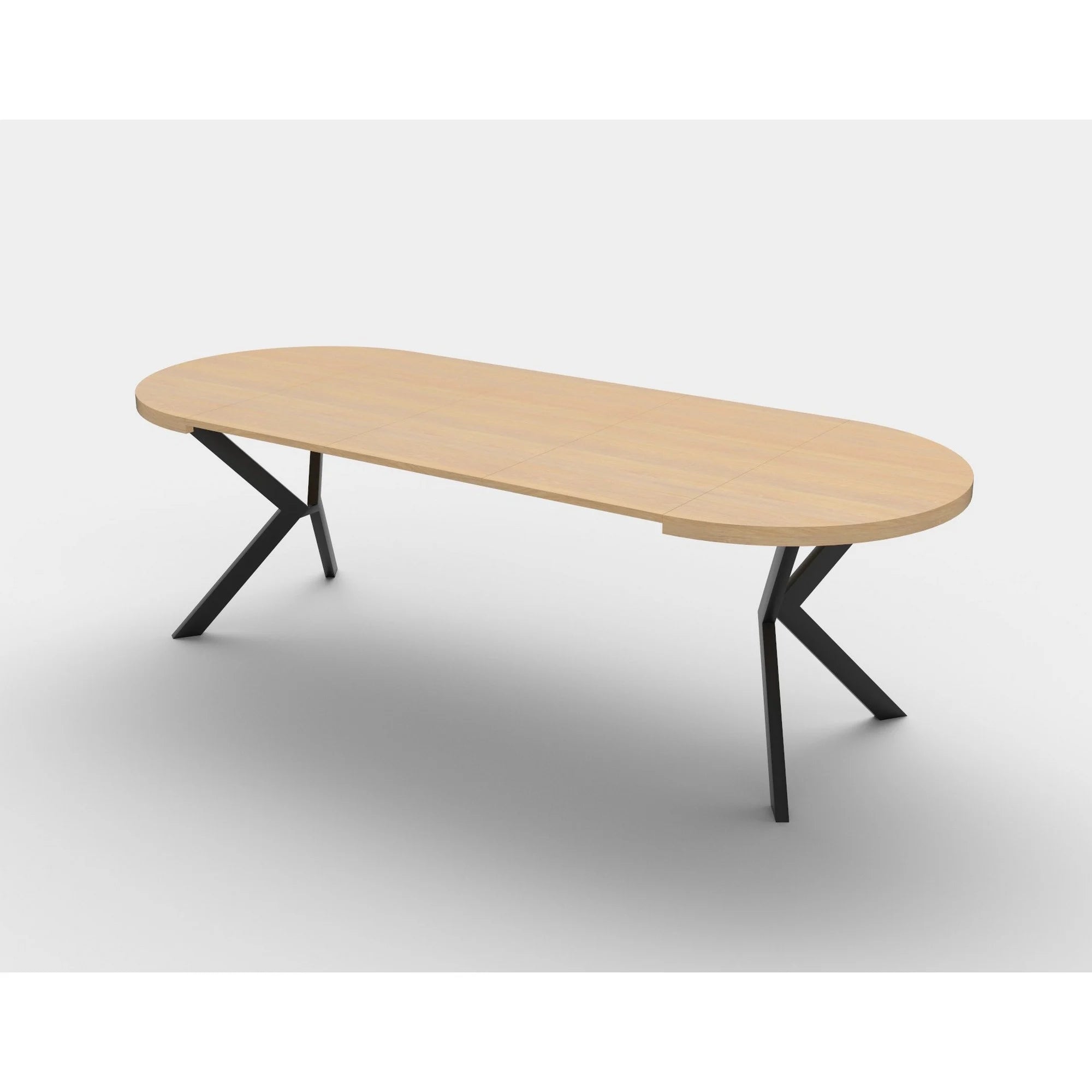 Masa extensibila PERONI, stejar auriu/negru, PAL furniruit/otel, 100/250x100x75 cm