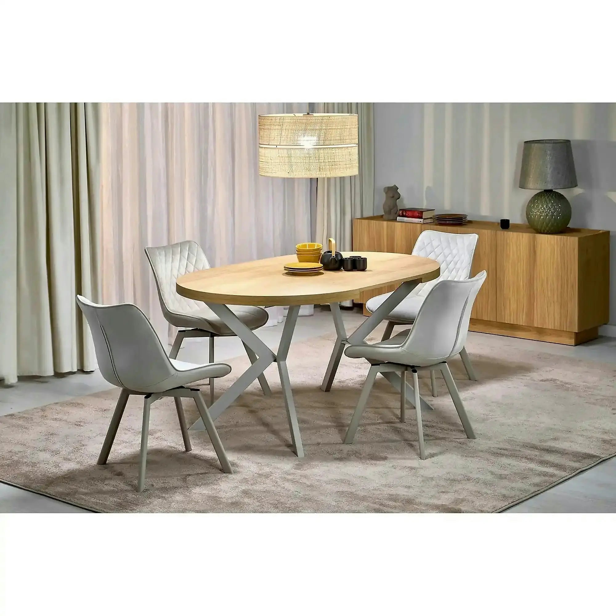 Masa extensibila PERONI, stejar/casmir, PAL laminat/otel, 100/250x100x75 cm