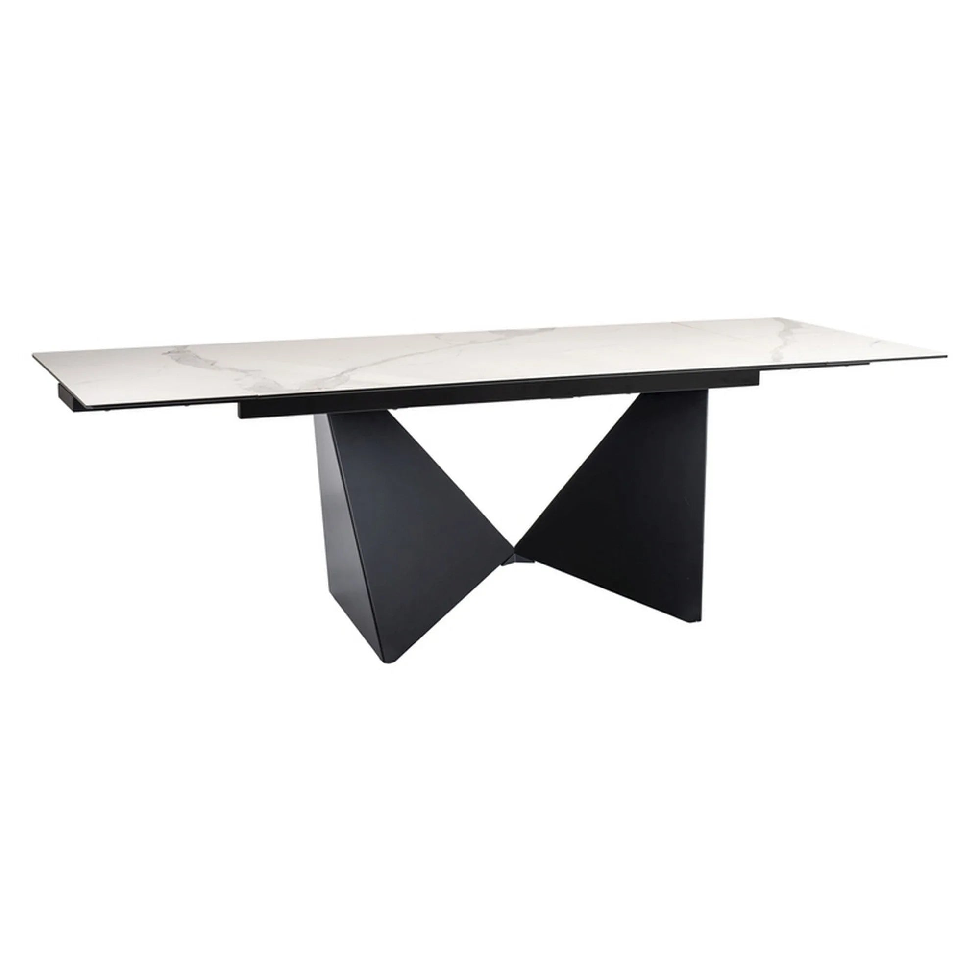 Masa extensibila PETERSON, alb/negru, sticla/ceramica/metal, 160/240x90x76 cm