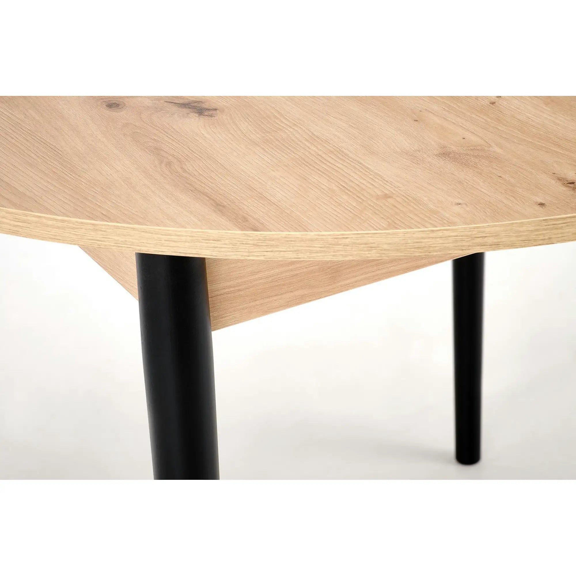 Masa extensibila PIVOT, stejar artisan/negru, PAL laminat/lemn, 102/142x102x75 cm
