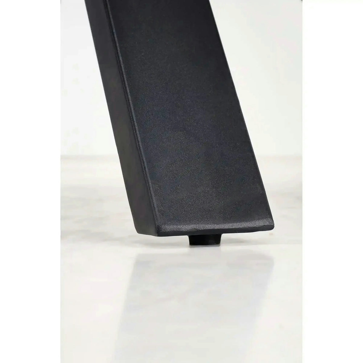 Masa extensibila PLATAN, alb cu efect de marmura/negru, piatra sinterizata/otel, 140/180x85x76 cm