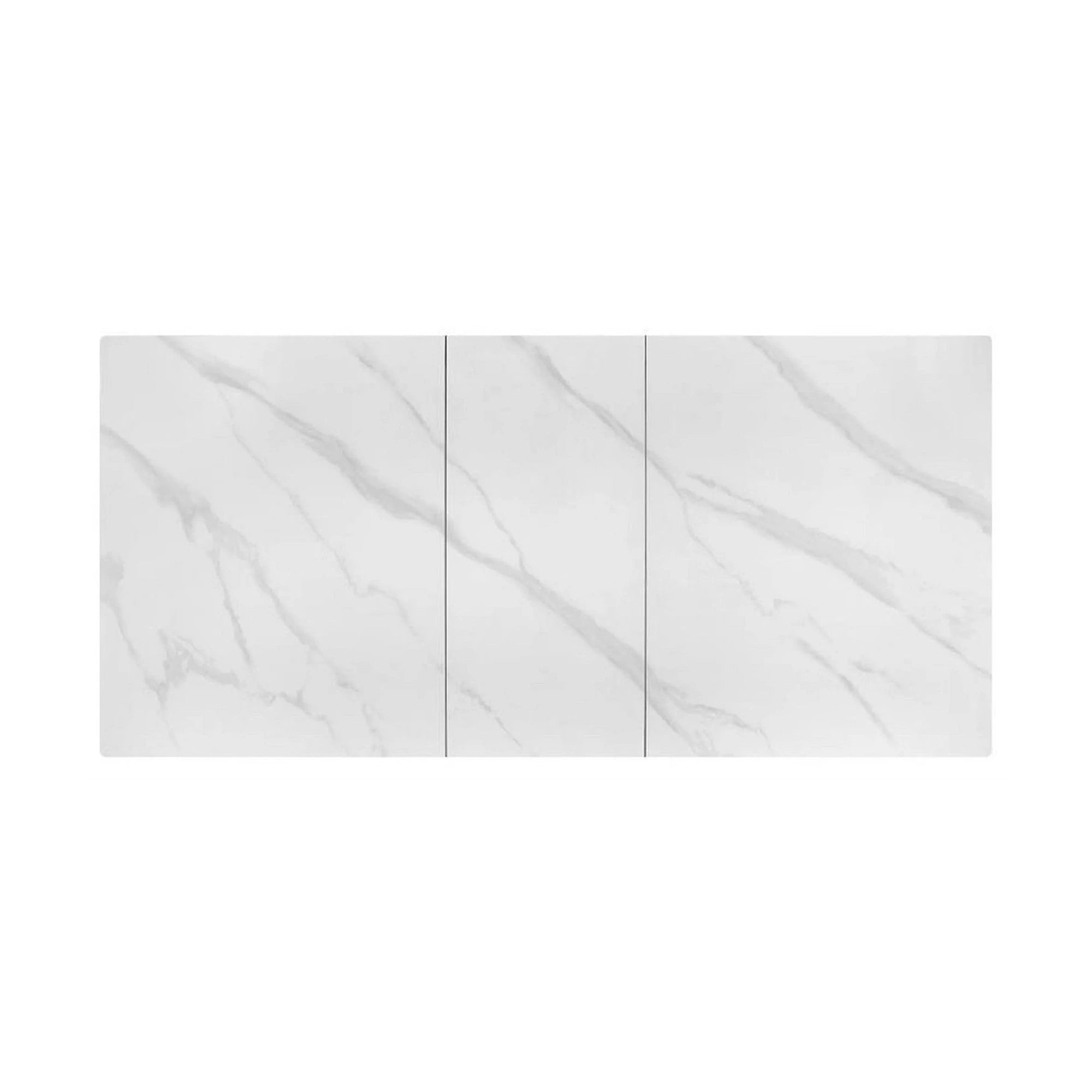 Masa extensibila PLATAN, alb cu efect de marmura/negru, piatra sinterizata/otel, 140/180x85x76 cm