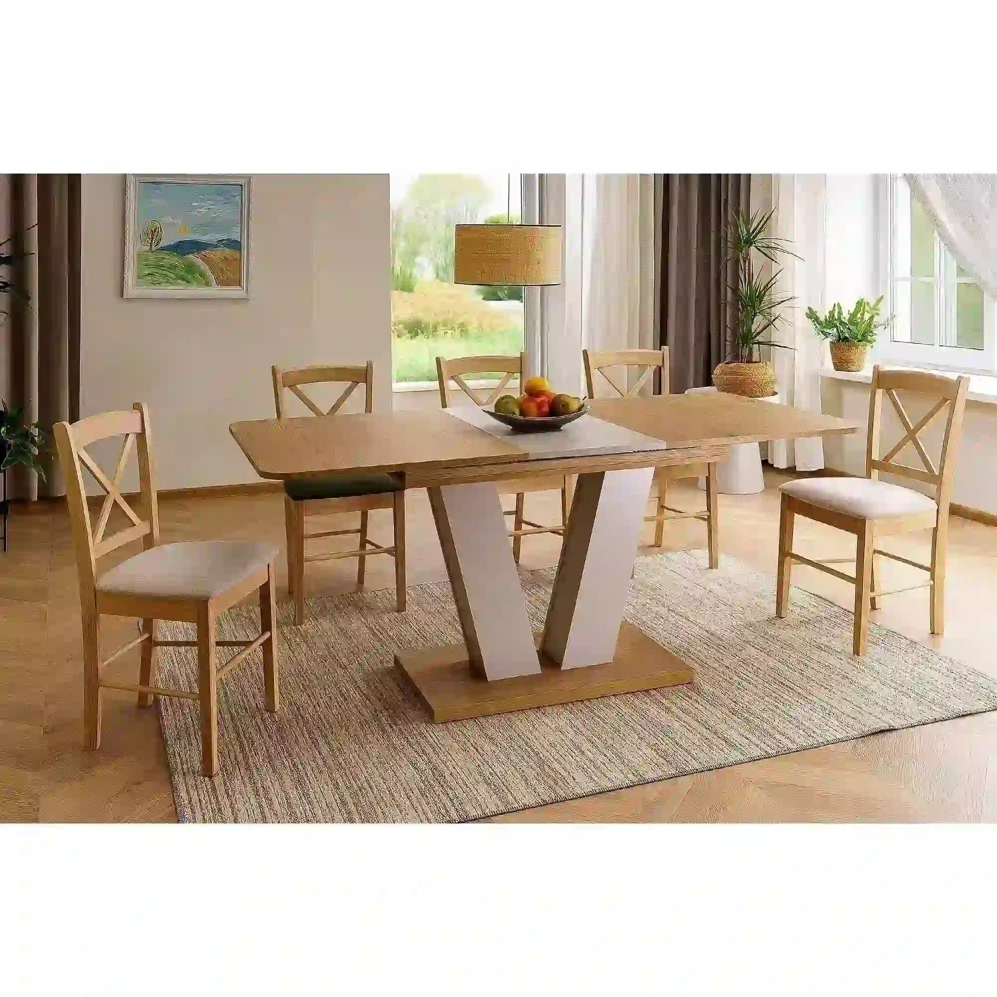 Masa extensibila PLATON, stejar/casmir, PAL laminat, 136/176x80x76 cm