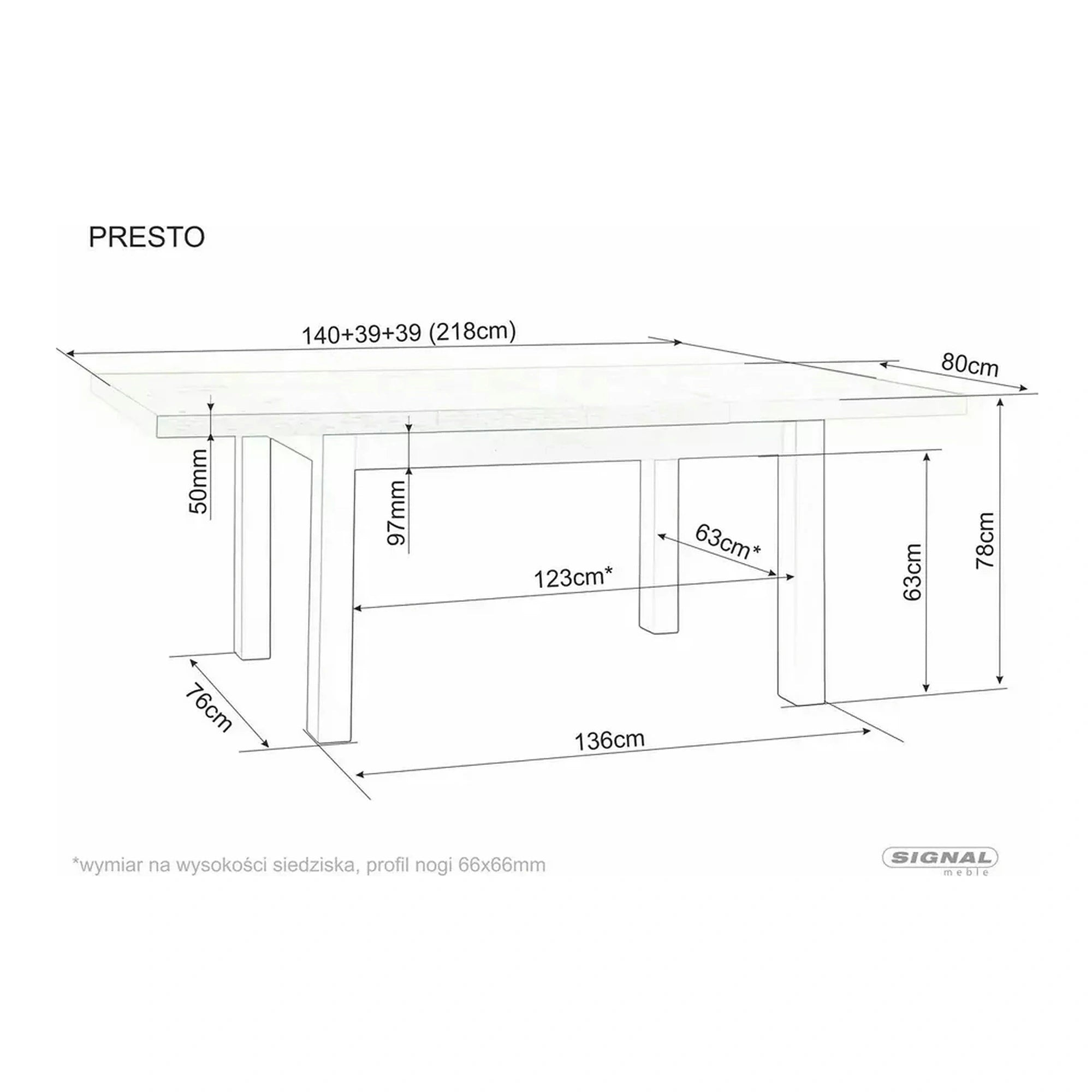 Masa extensibila PRESTO, stejar artisan/negru, PAL laminat, 140/218x80x78 cm