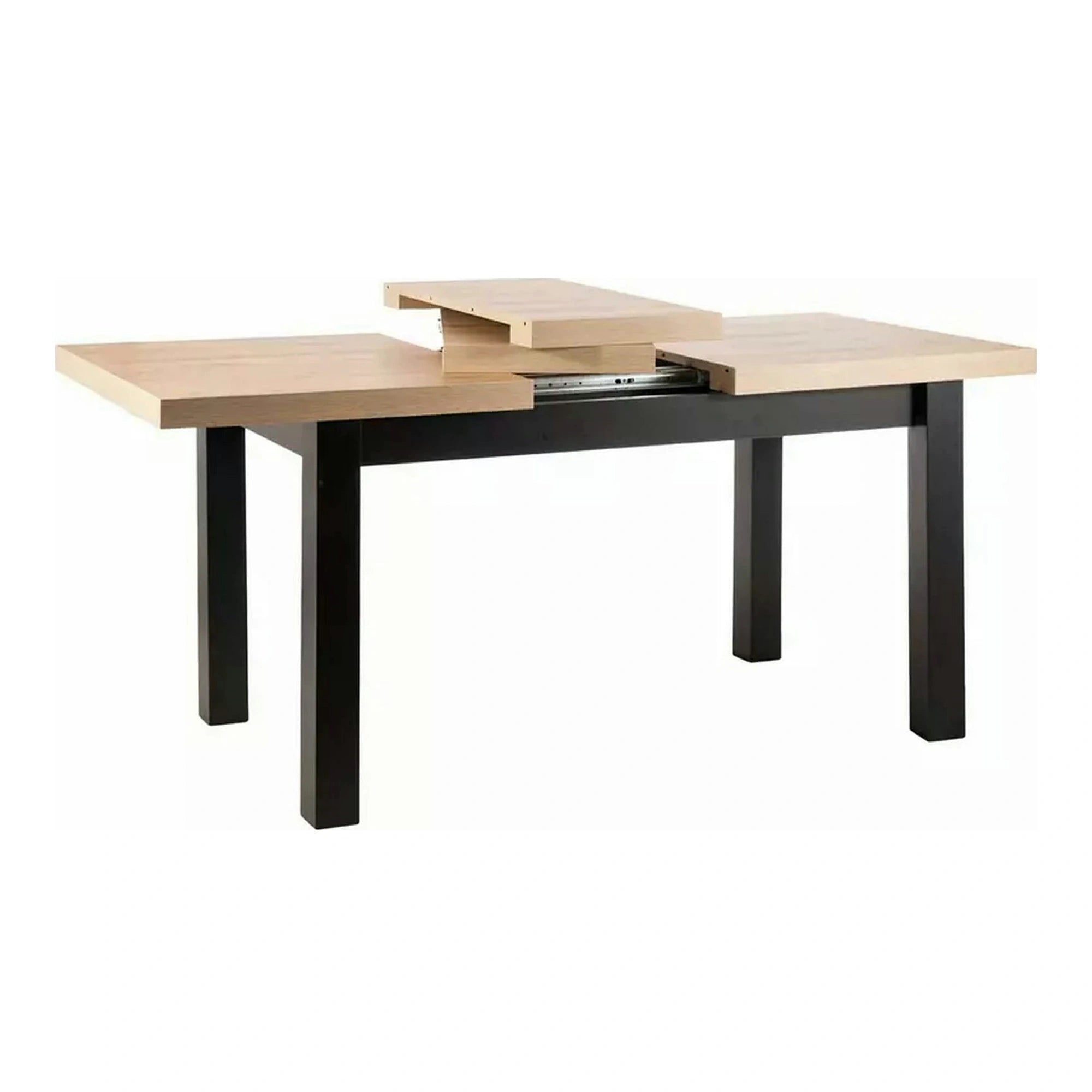 Masa extensibila PRESTO, stejar artisan/negru, PAL laminat, 140/218x80x78 cm