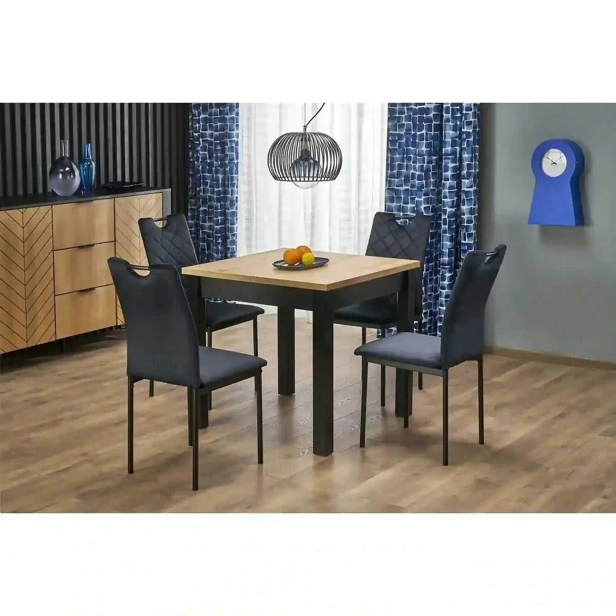 Masa extensibila QUBIK, stejar artisan/negru, PAL laminat, 80/200x80x76 cm
