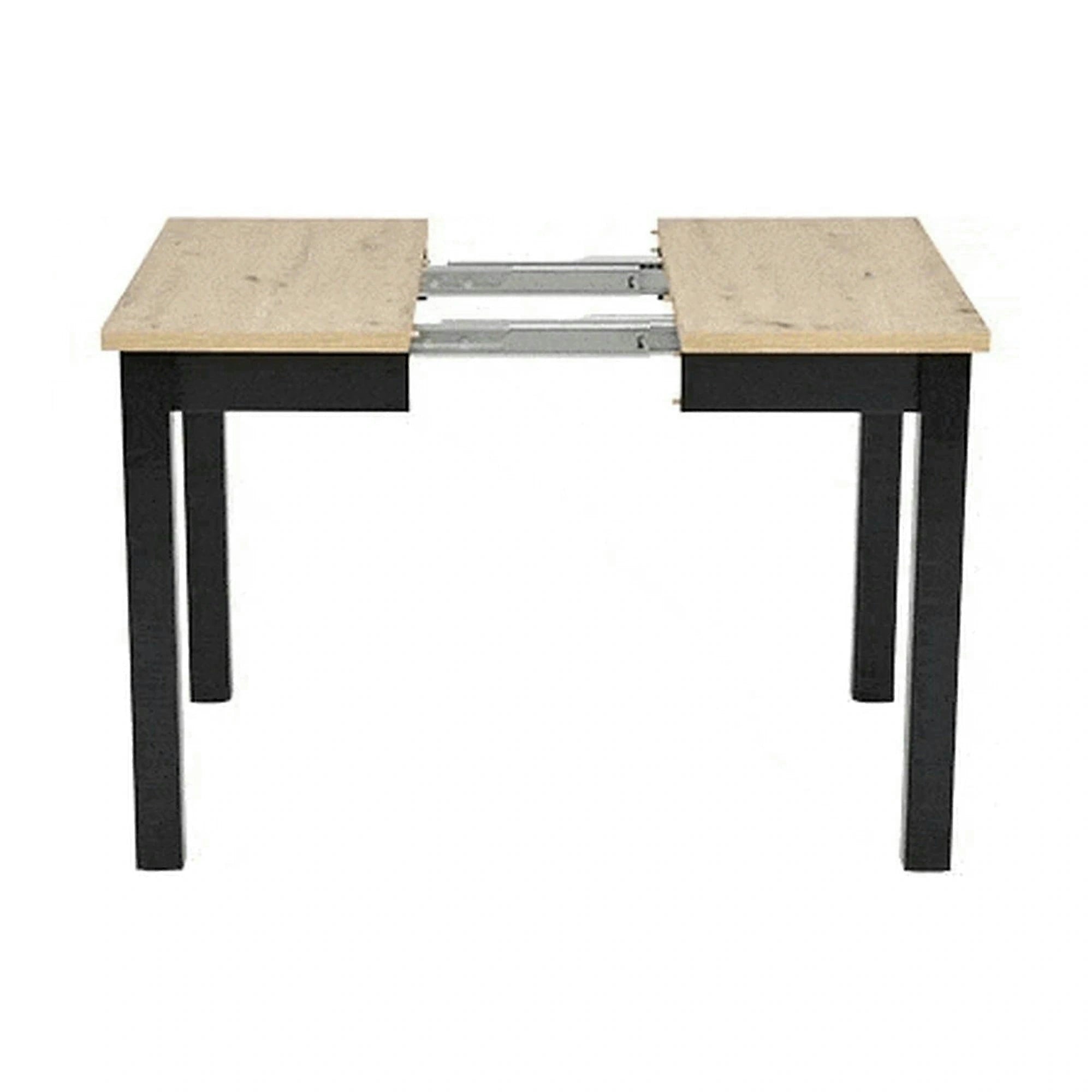 Masa extensibila QUBIK, stejar artisan/negru, PAL laminat, 80/200x80x76 cm
