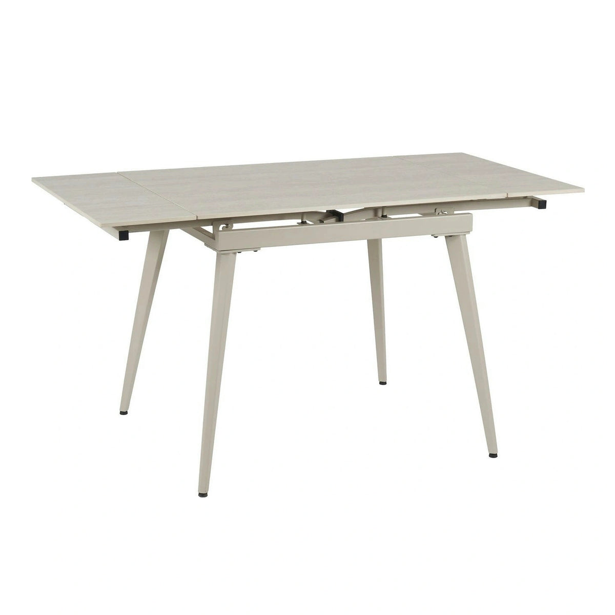 Masa extensibila REEF, grej cu efect de piatra travertin, ceramica/metal, 90/140x70x75 cm