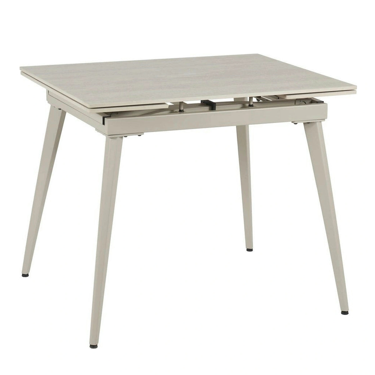 Masa extensibila REEF, grej cu efect de piatra travertin, ceramica/metal, 90/140x70x75 cm