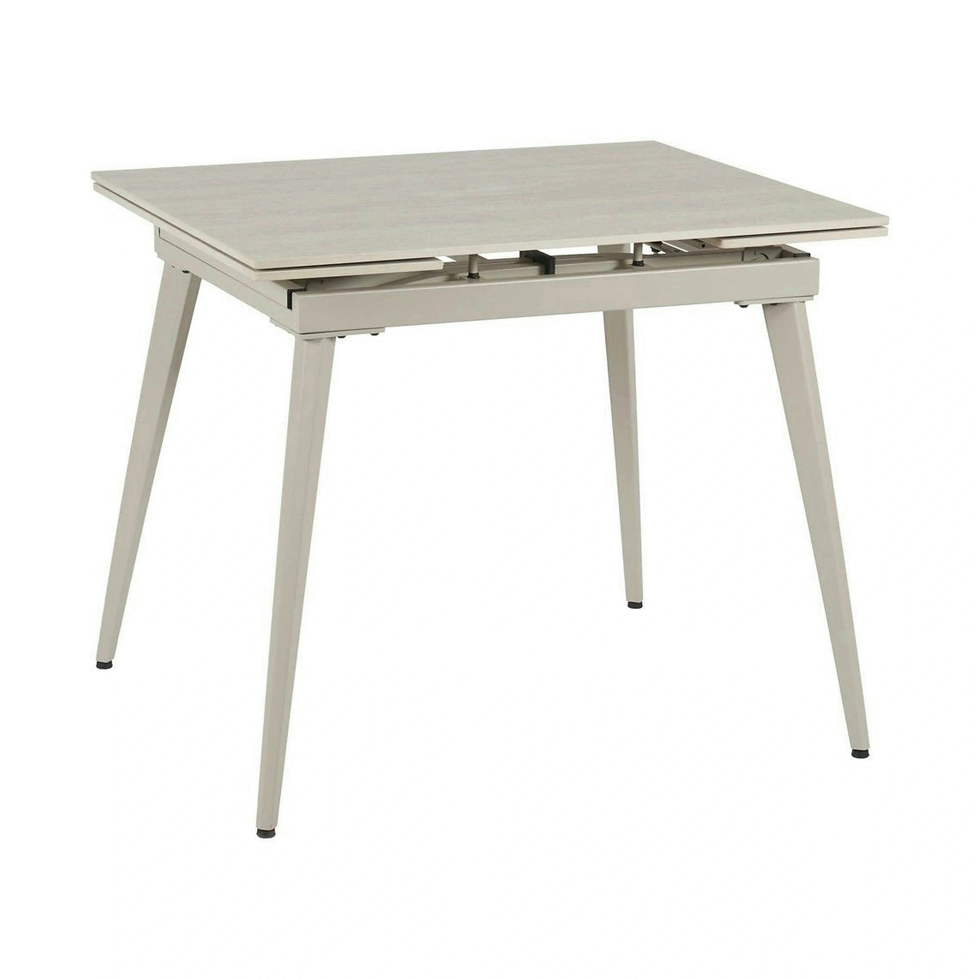 Masa extensibila REEF, grej cu efect de piatra travertin, ceramica/metal, 90/140x70x75 cm