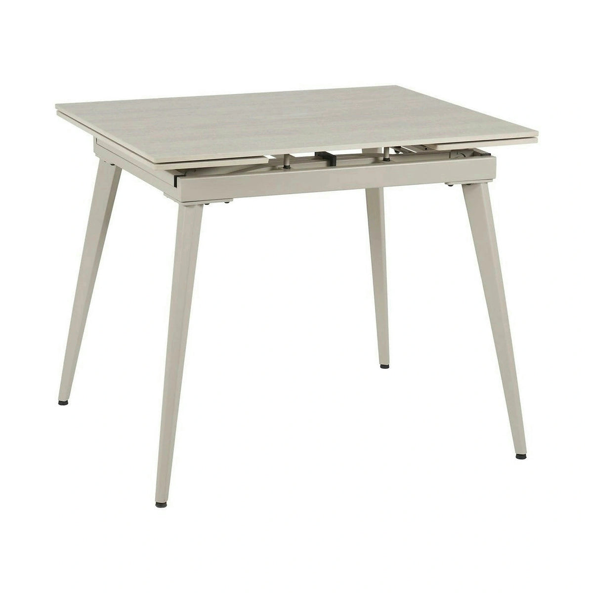 Masa extensibila REEF, grej cu efect de piatra travertin, ceramica/metal, 90/140x70x75 cm