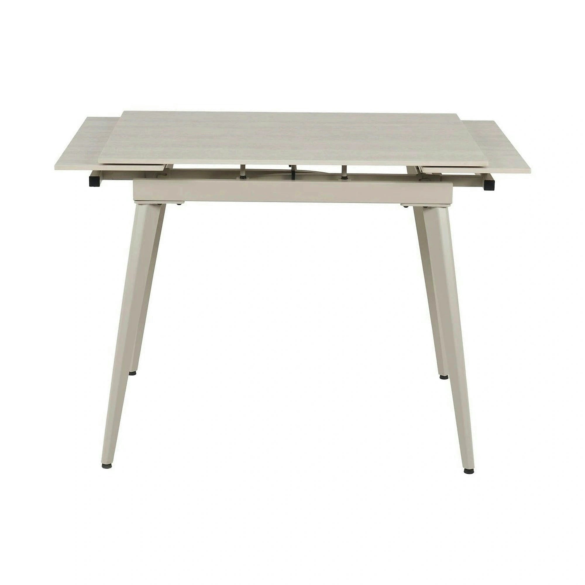 Masa extensibila REEF, grej cu efect de piatra travertin, ceramica/metal, 90/140x70x75 cm