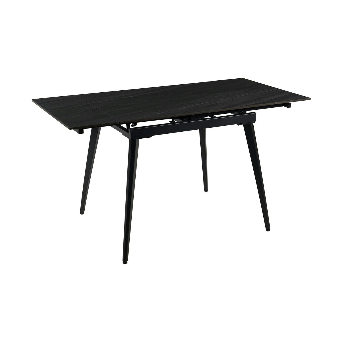 Masa extensibila REEF, gri antracit cu efect de piatra/negru, ceramica/metal, 90/140x70x75 cm