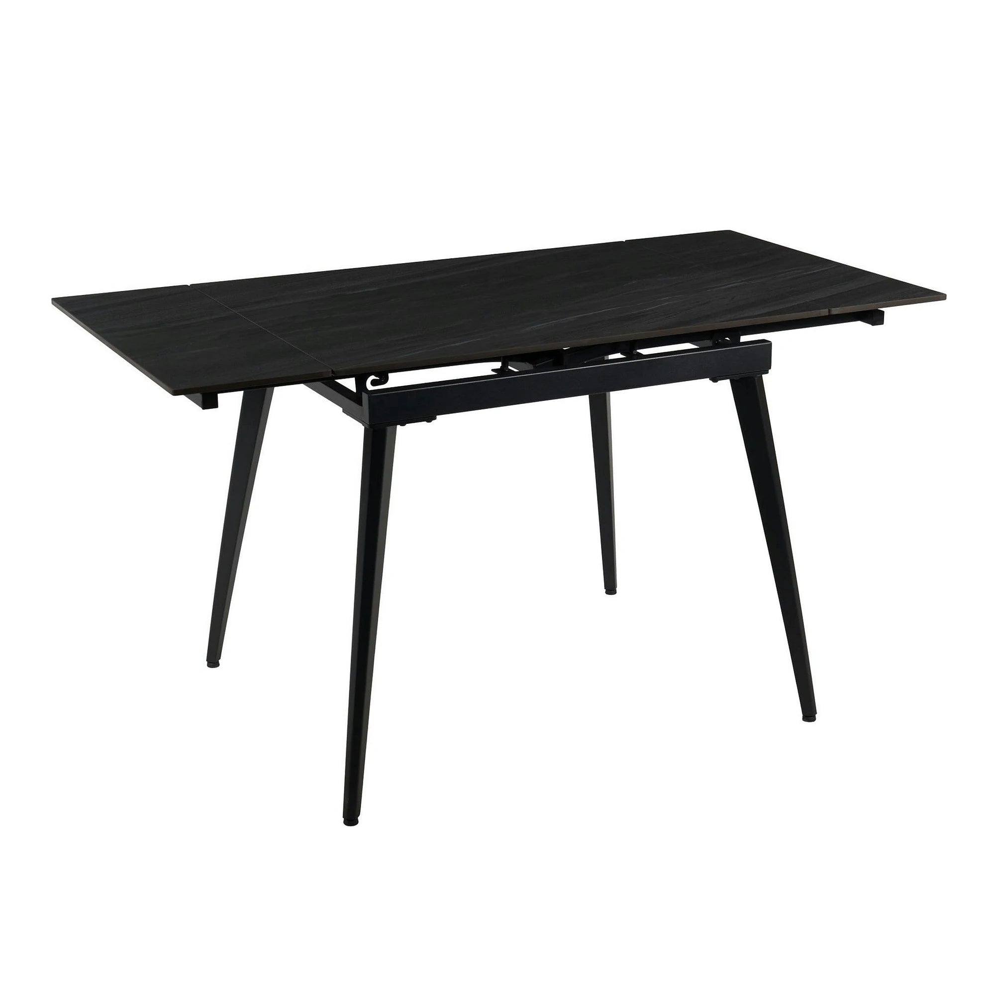 Masa extensibila REEF, gri antracit cu efect de piatra/negru, ceramica/metal, 90/140x70x75 cm