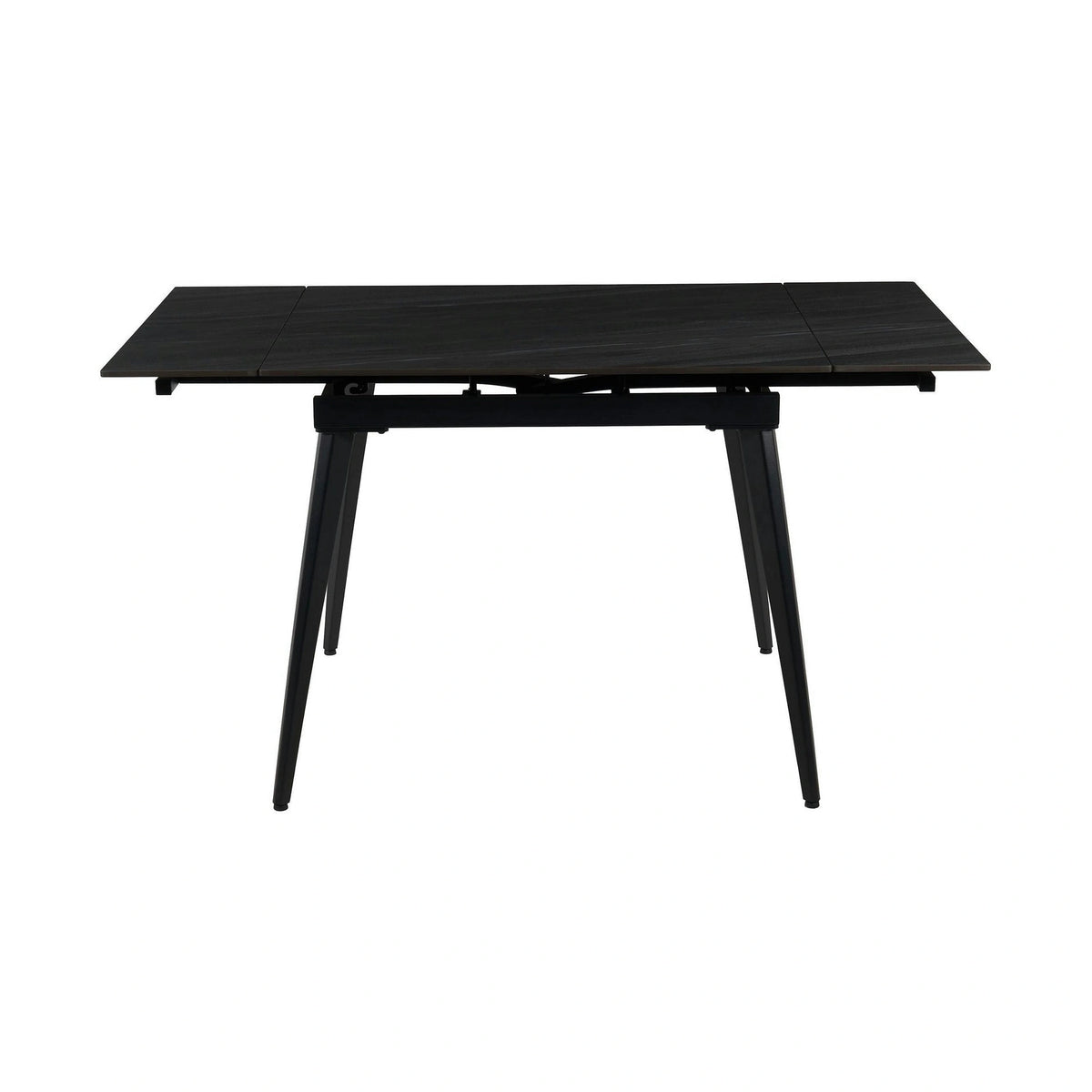 Masa extensibila REEF, gri antracit cu efect de piatra/negru, ceramica/metal, 90/140x70x75 cm