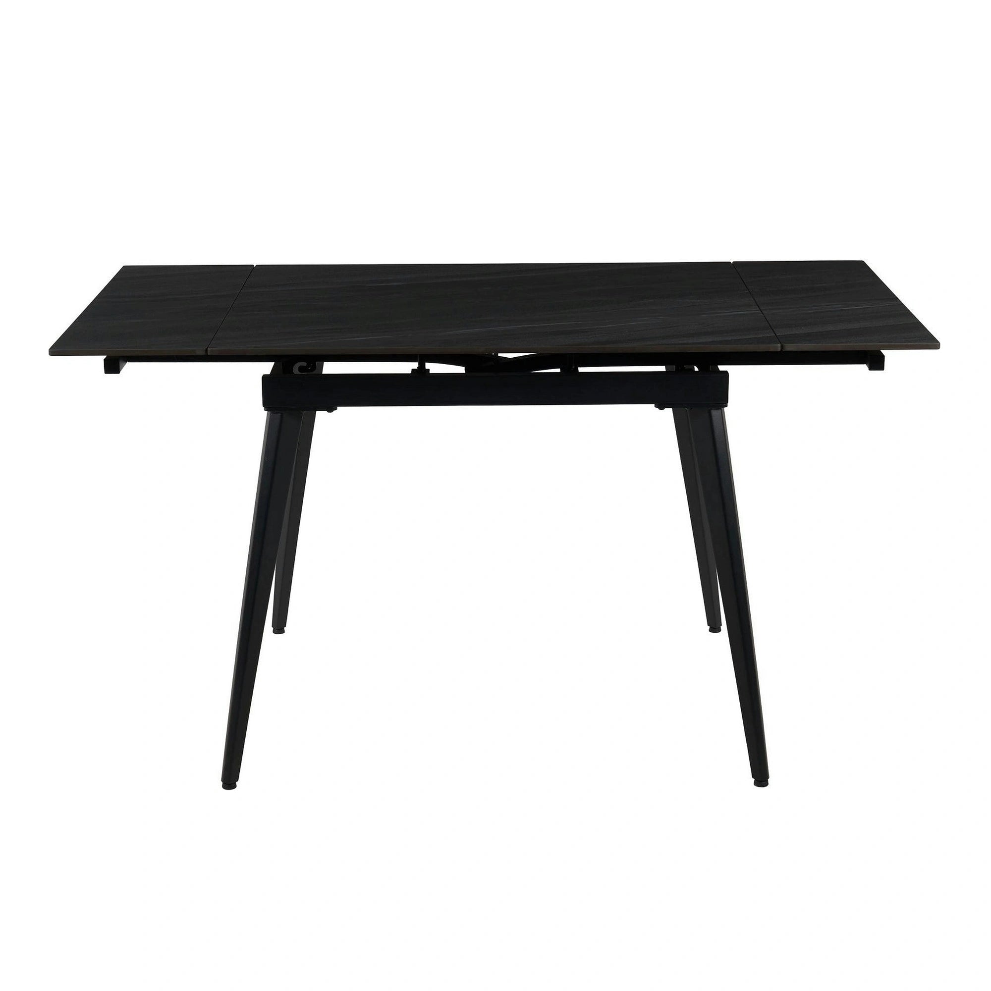 Masa extensibila REEF, gri antracit cu efect de piatra/negru, ceramica/metal, 90/140x70x75 cm